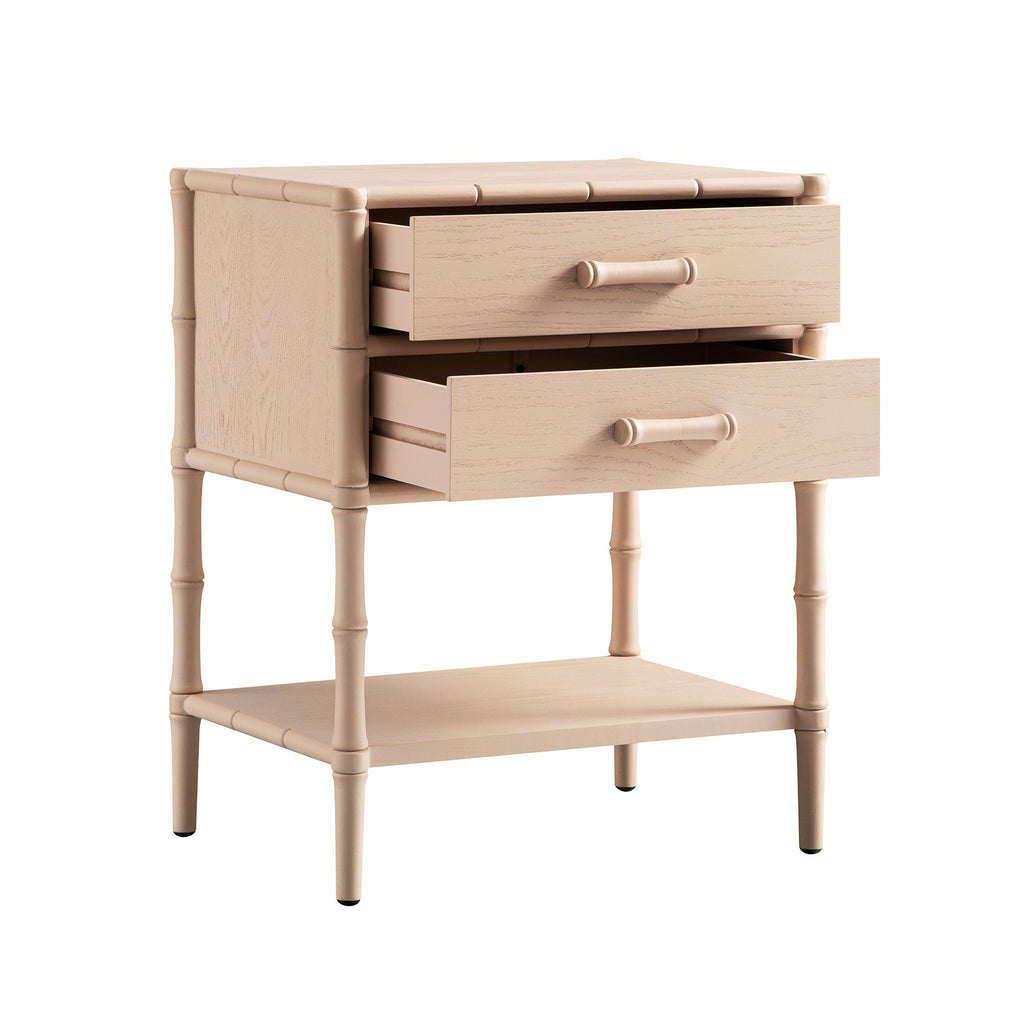 Elstowe Faux Bamboo 2-Drawer Bedside Table, Nude Pink