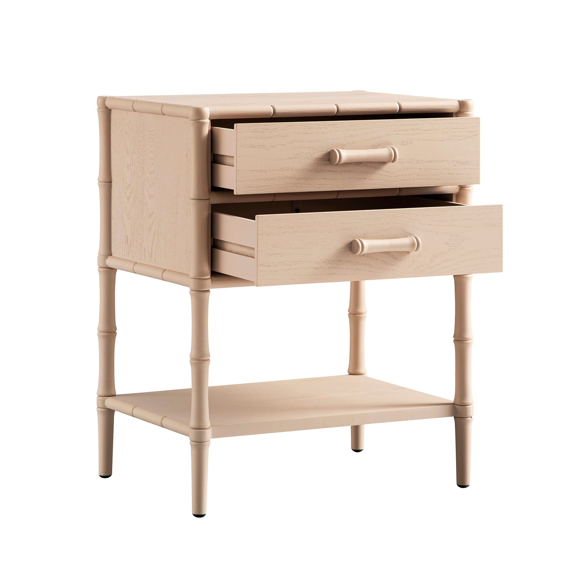 Elstowe Faux Bamboo 2-Drawer Bedside Table, Nude Pink