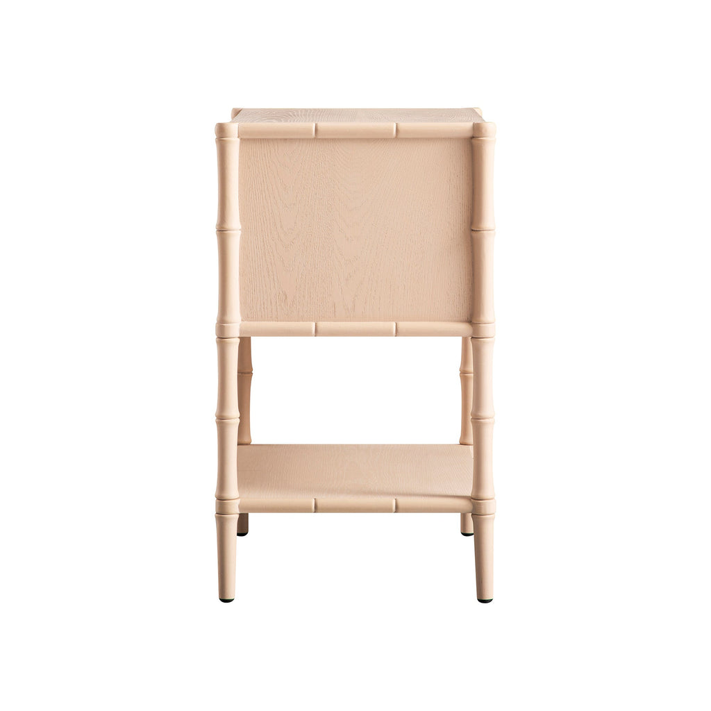 Elstowe Faux Bamboo 2-Drawer Bedside Table, Nude Pink