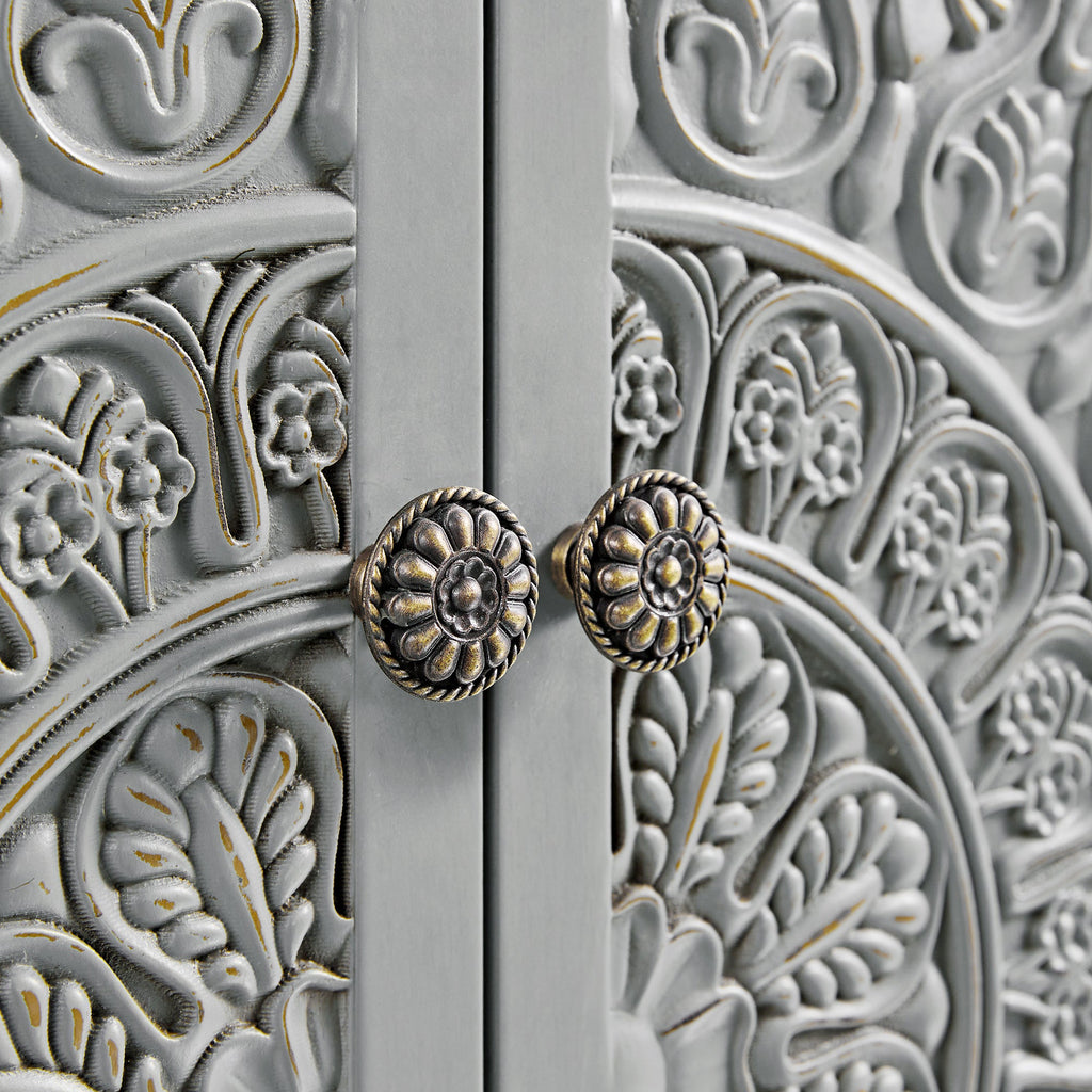 Chantilly Mid Grey Carved Large Sideboard
