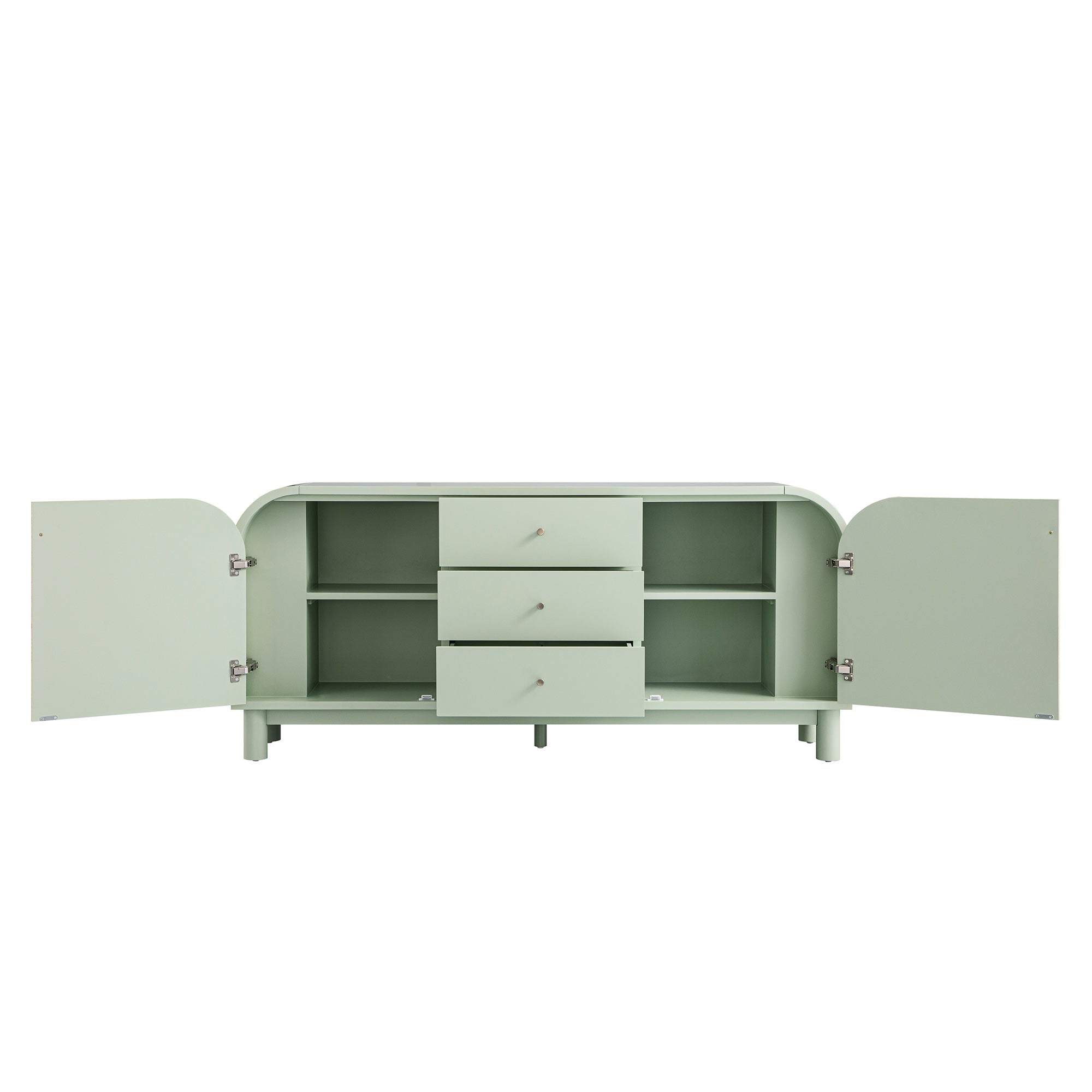 Maude Wide 3-Drawer Sideboard, Muted Pistachio Ash with Raffia