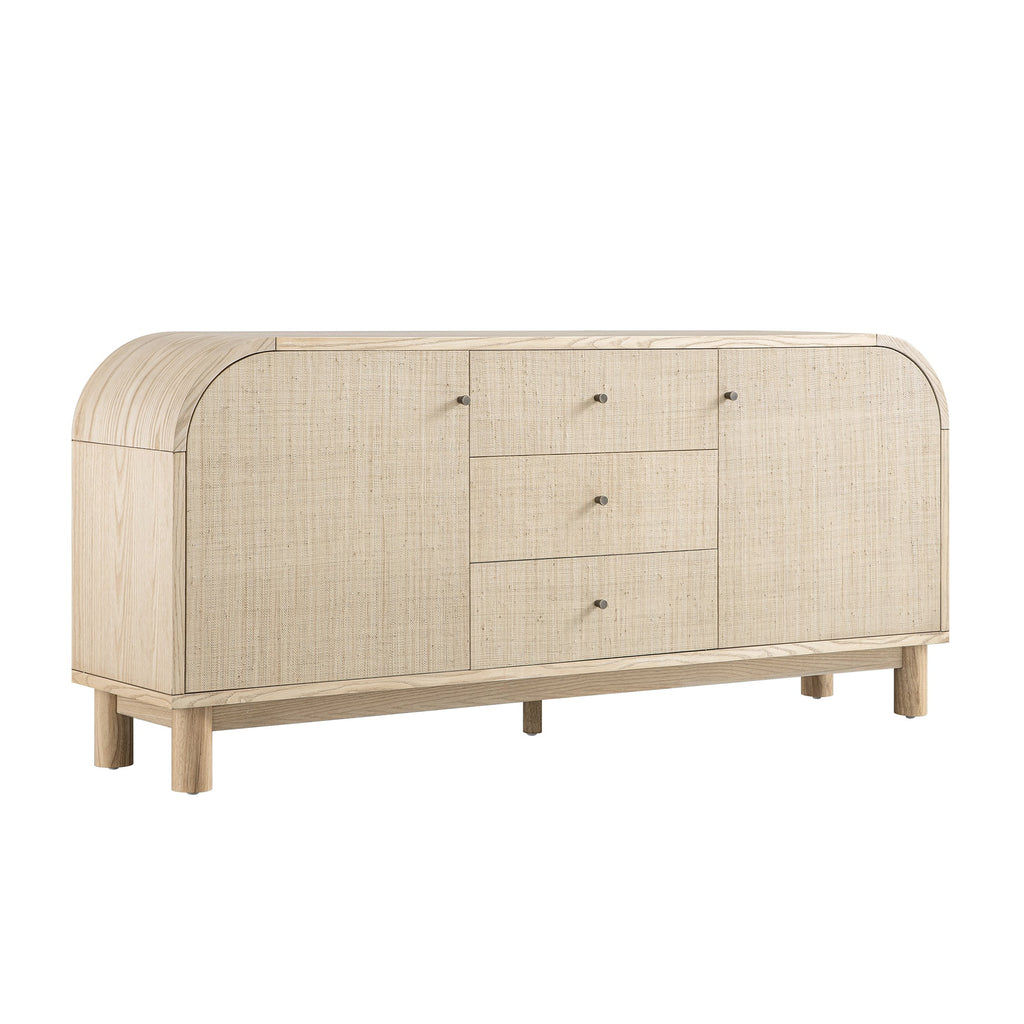 Maude Wide 3-Drawer Sideboard, Natural Ash with Raffia