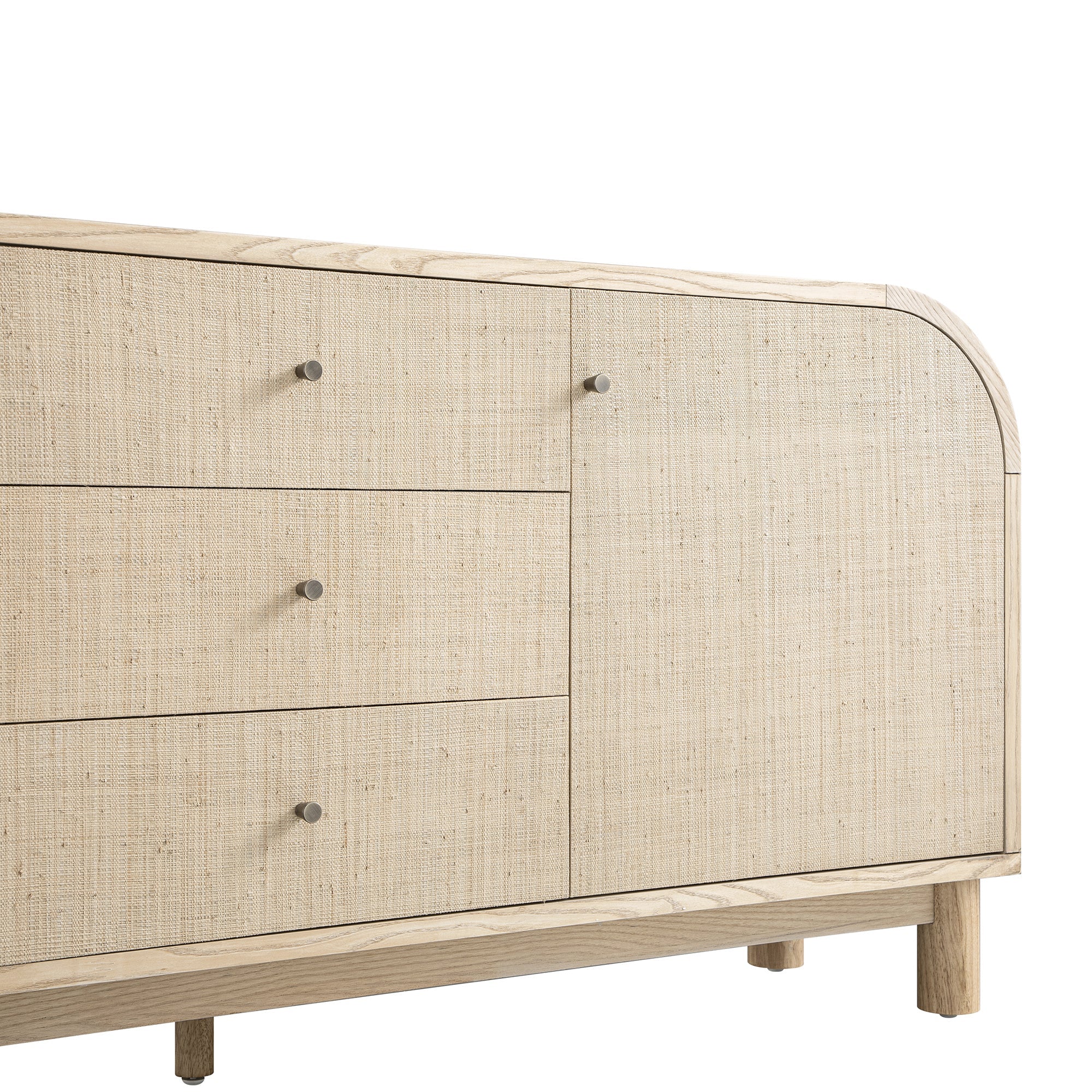 Maude Wide 3-Drawer Sideboard, Natural Ash with Raffia