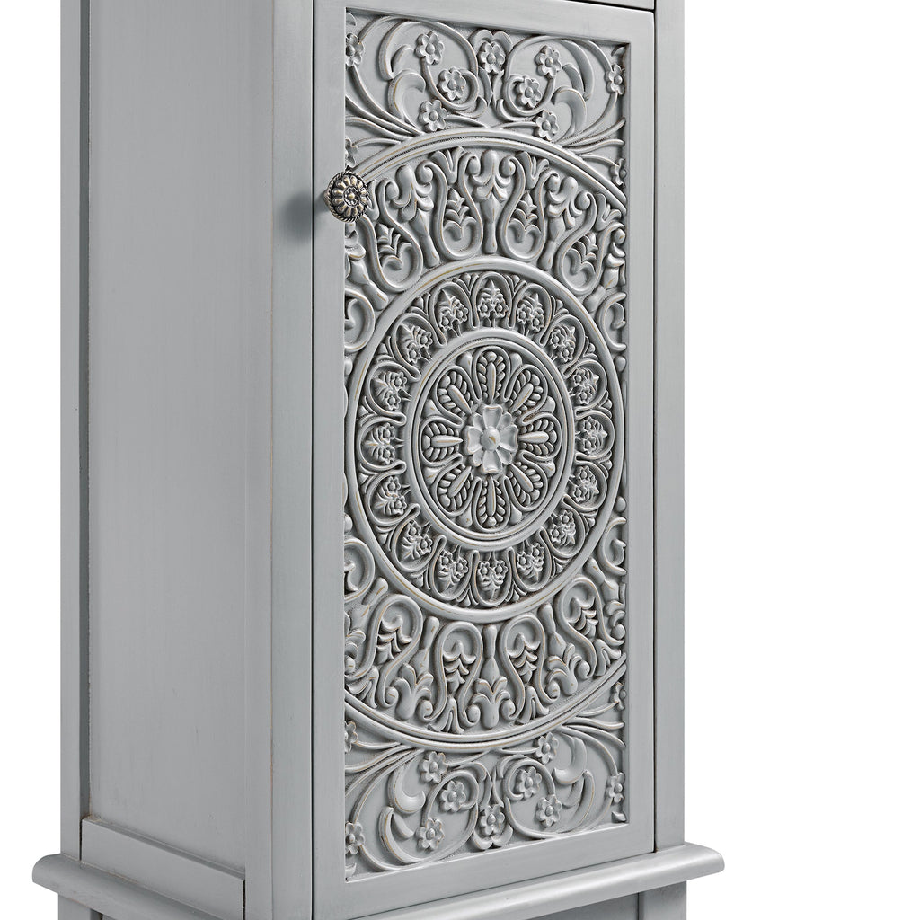 Chantilly Mid Grey Carved Bathroom Tallboy Cabinet
