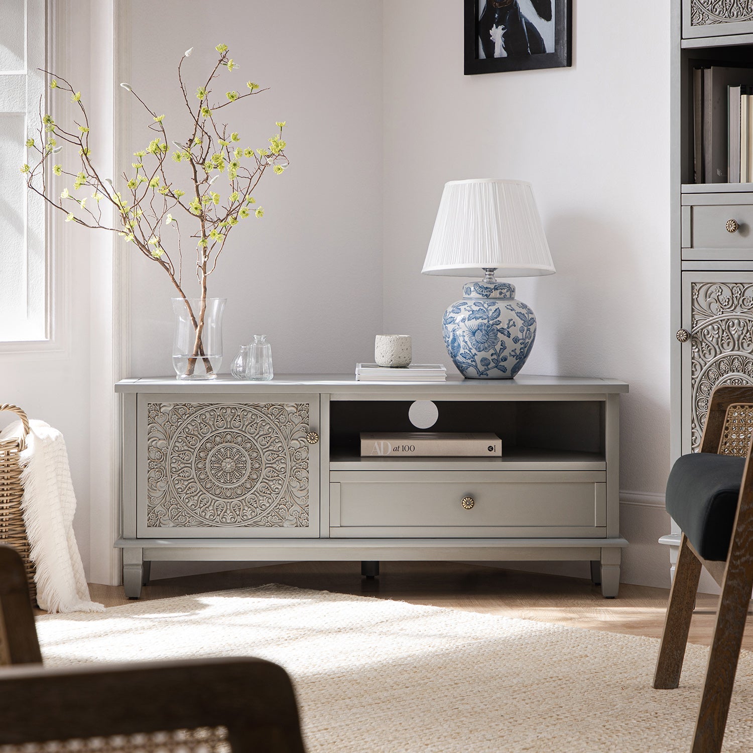 Chantilly Mid Grey Corner TV Unit