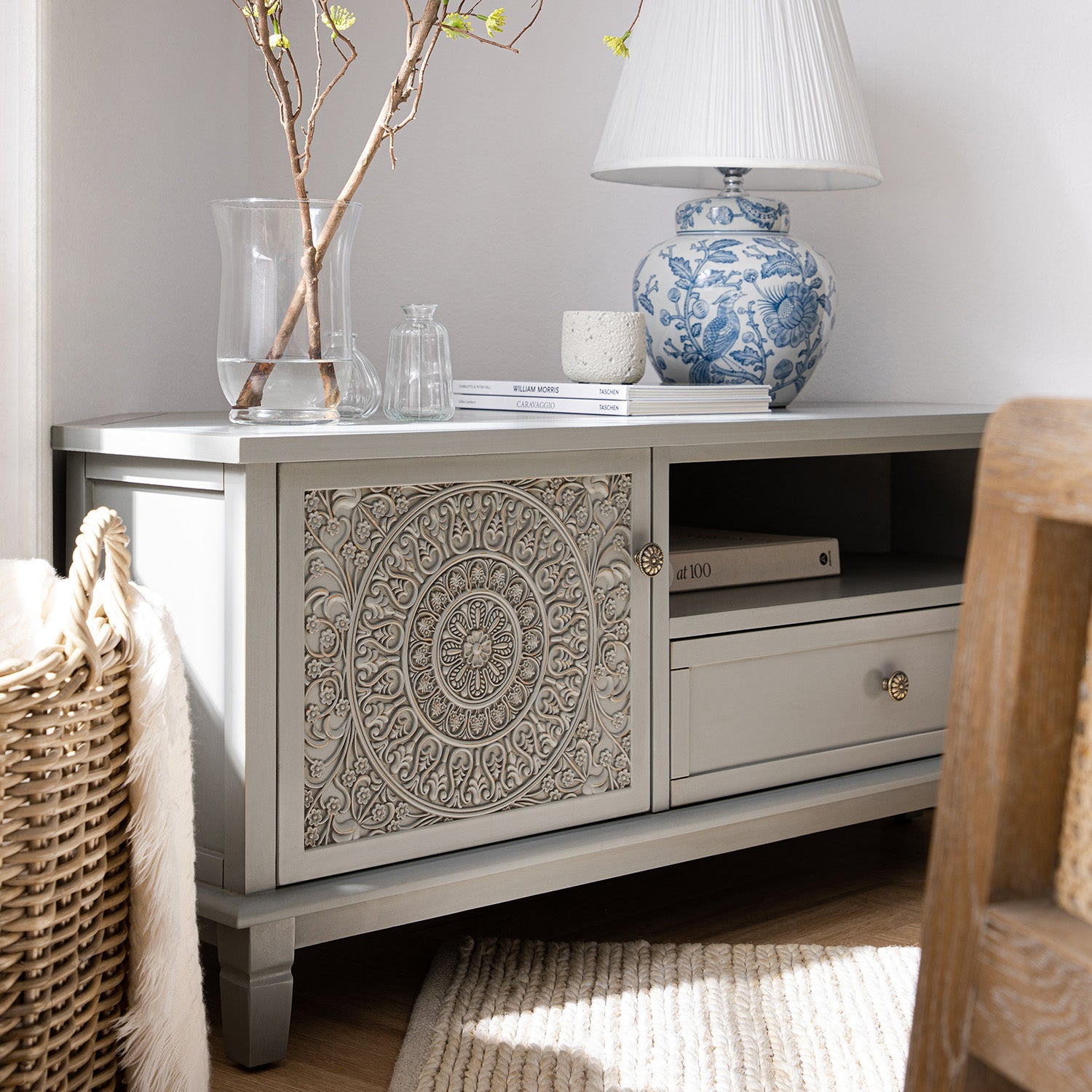 Chantilly Mid Grey Corner TV Unit