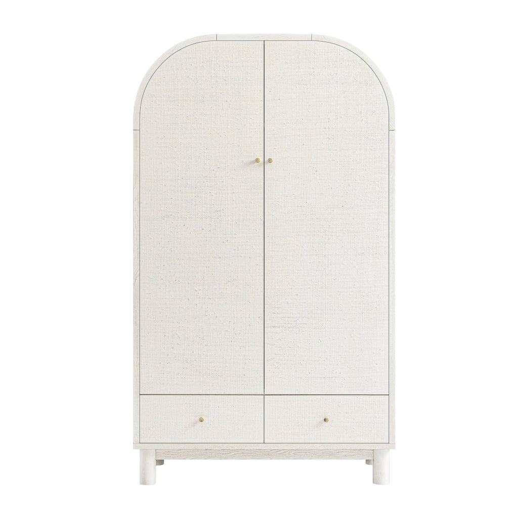 Maude Double Wardrobe, Washed White Ash with Raffia