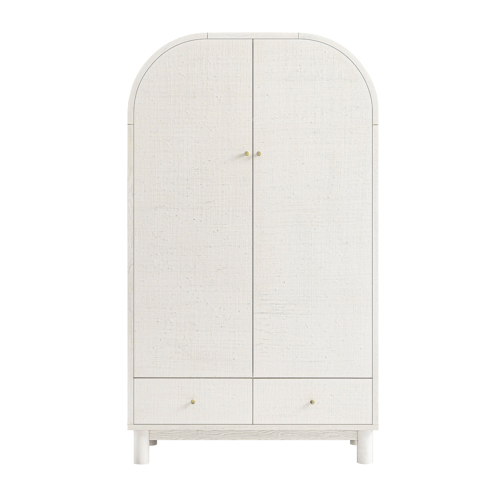 Maude Double Wardrobe, Washed White Ash with Raffia