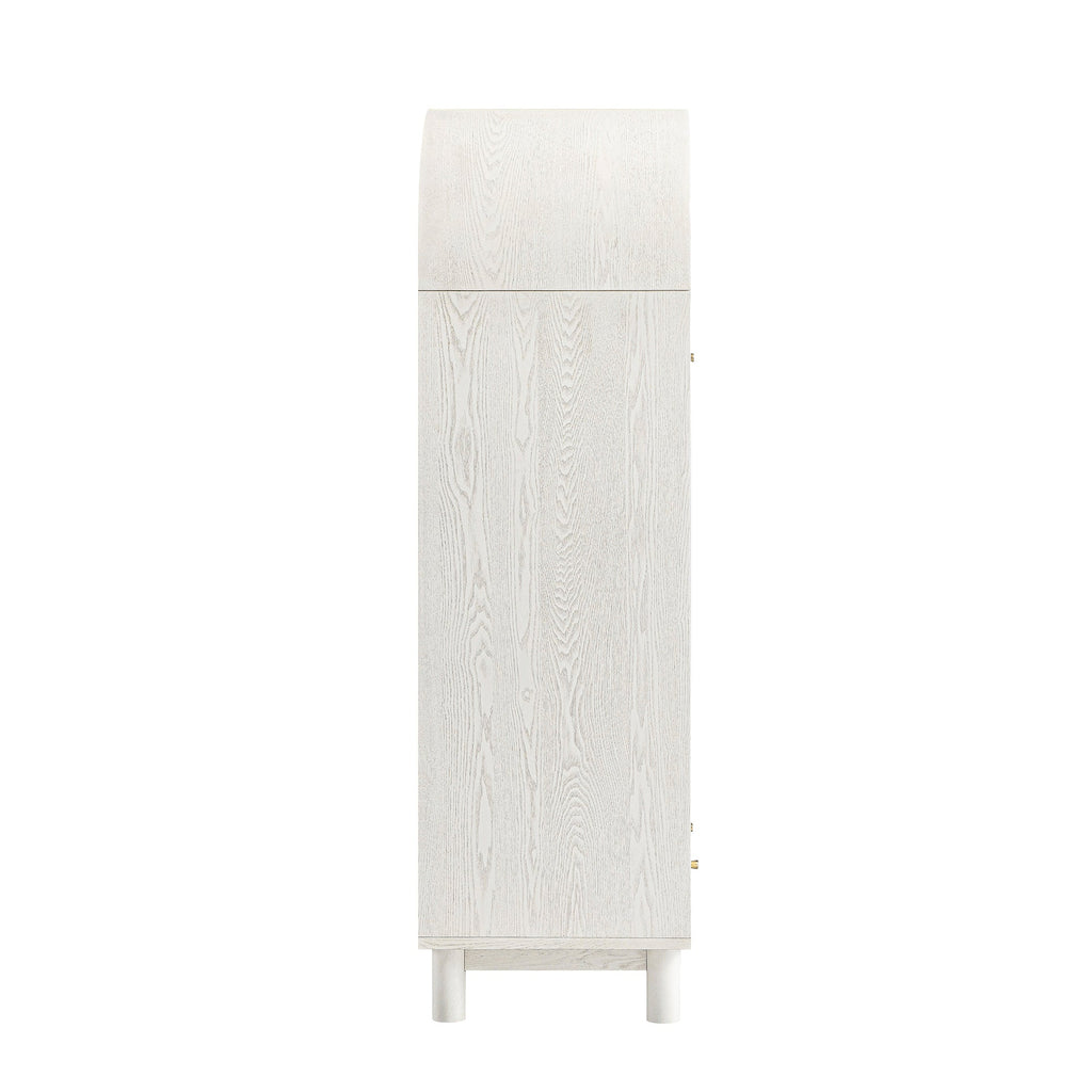 Maude Double Wardrobe, Washed White Ash with Raffia