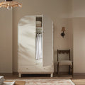 Maude Double Wardrobe, Washed White Ash with Raffia