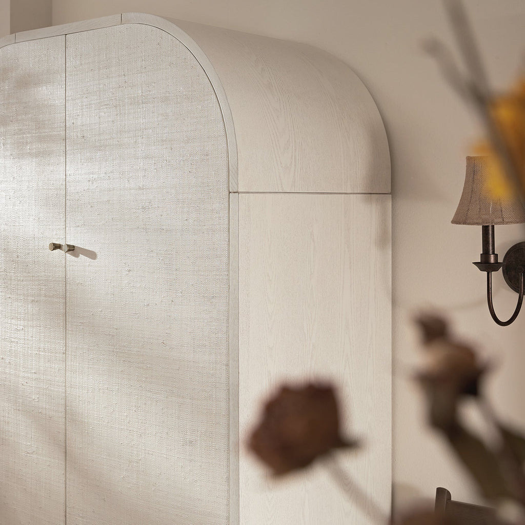 Maude Double Wardrobe, Washed White Ash with Raffia