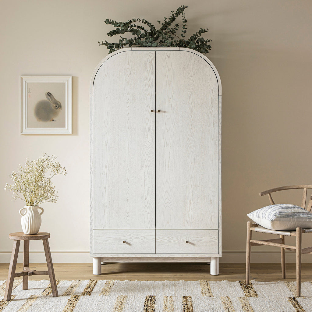 Maude Double Wardrobe, Washed White Ash