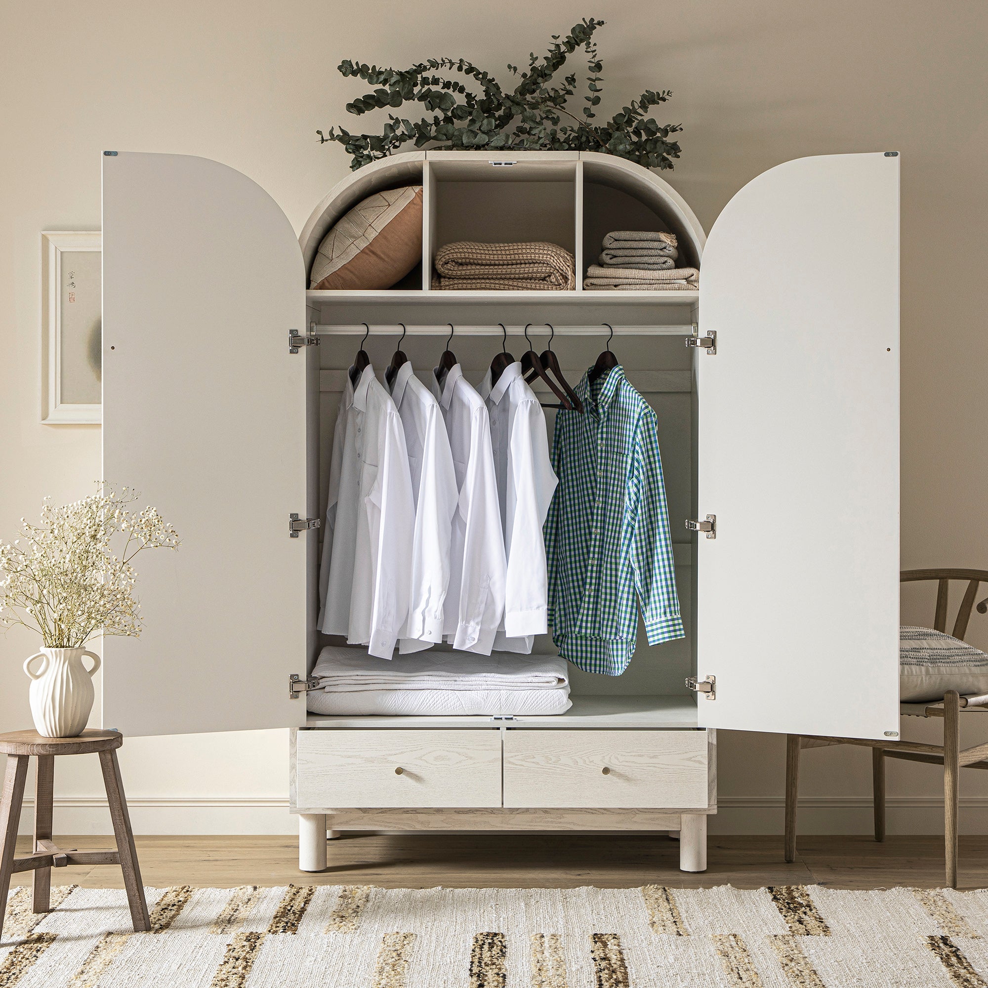 Maude Double Wardrobe, Washed White Ash