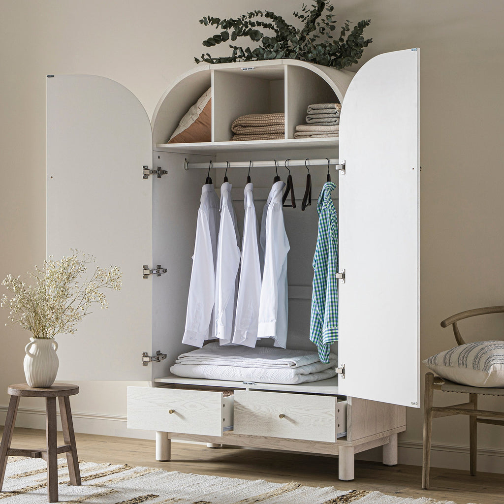 Maude Double Wardrobe, Washed White Ash