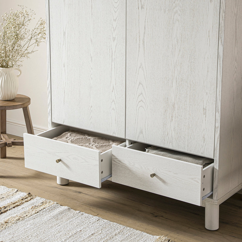 Maude Double Wardrobe, Washed White Ash