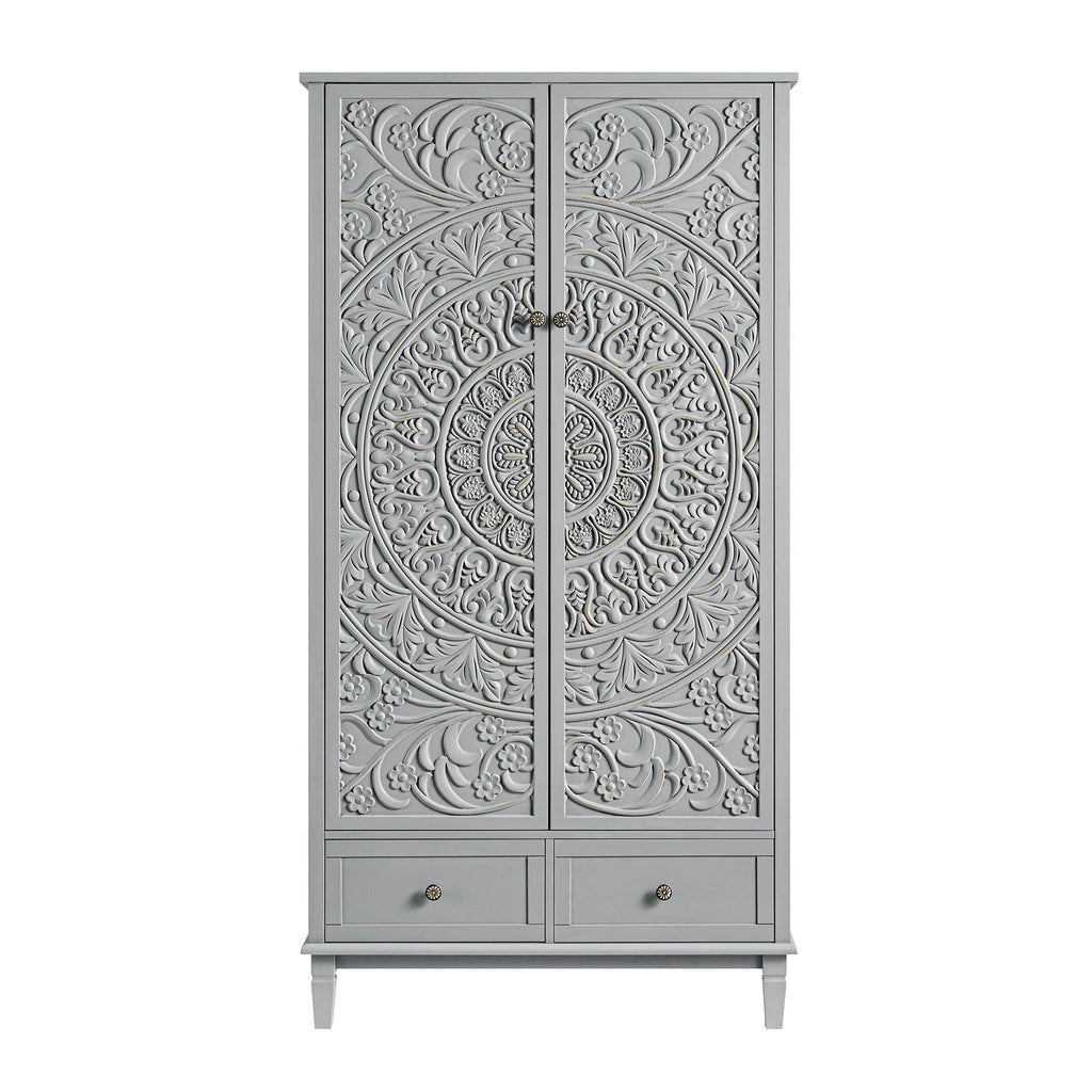 Chantilly Mid Grey Carved Double Wardrobe
