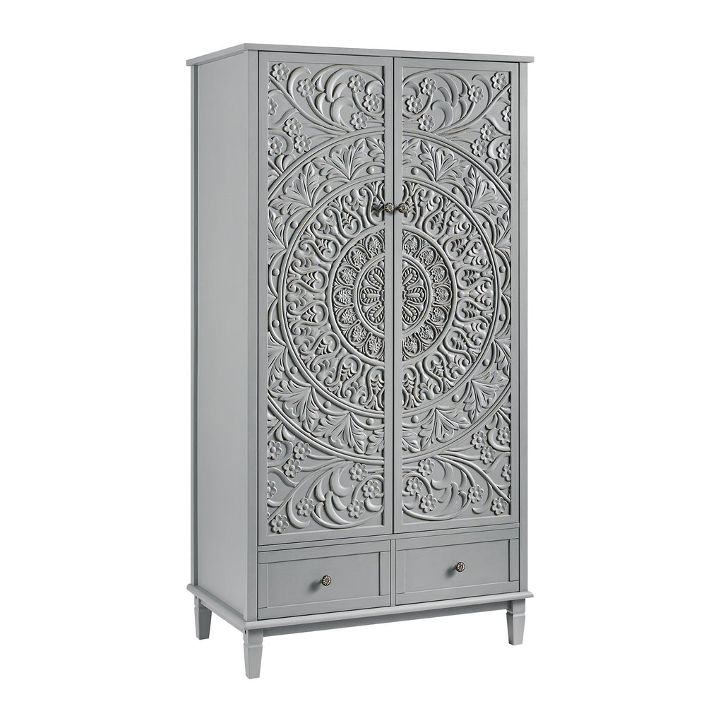Chantilly Mid Grey Carved Double Wardrobe