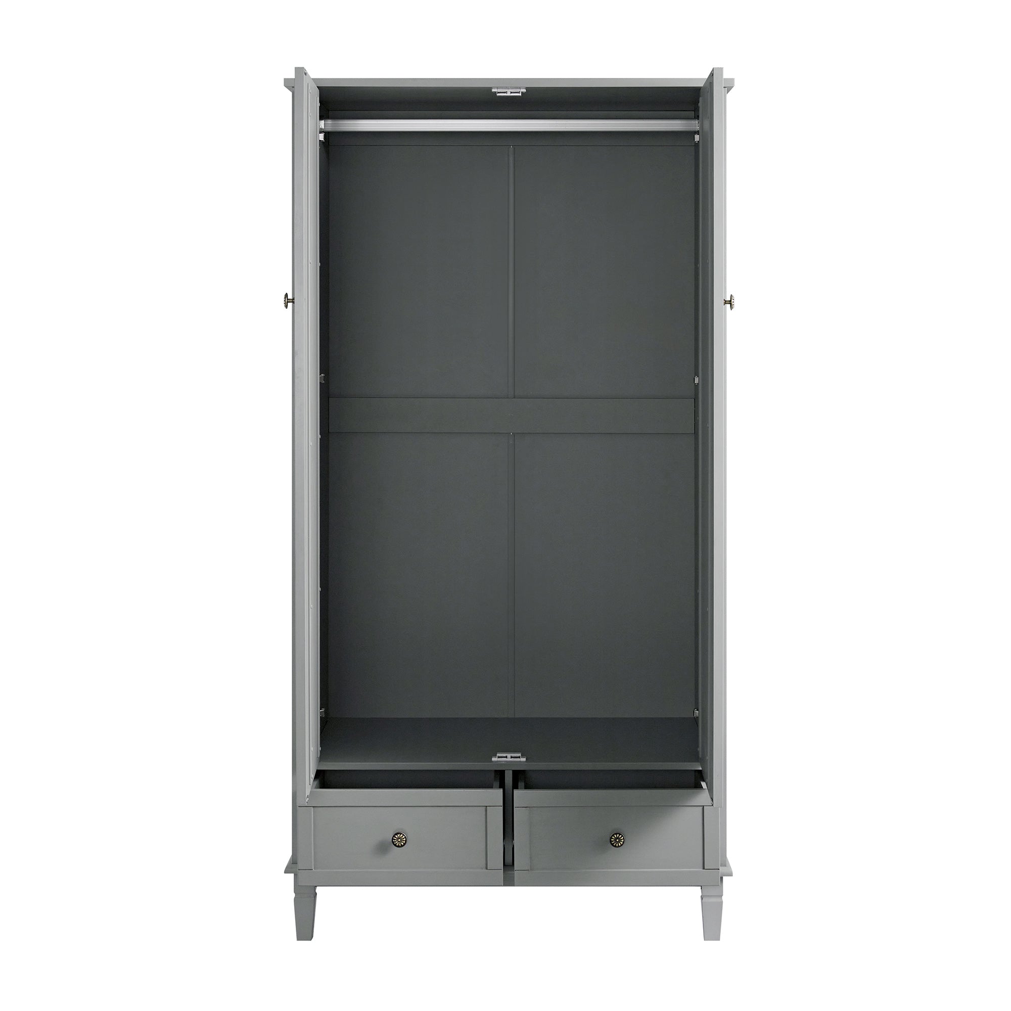 Chantilly Mid Grey Carved Double Wardrobe