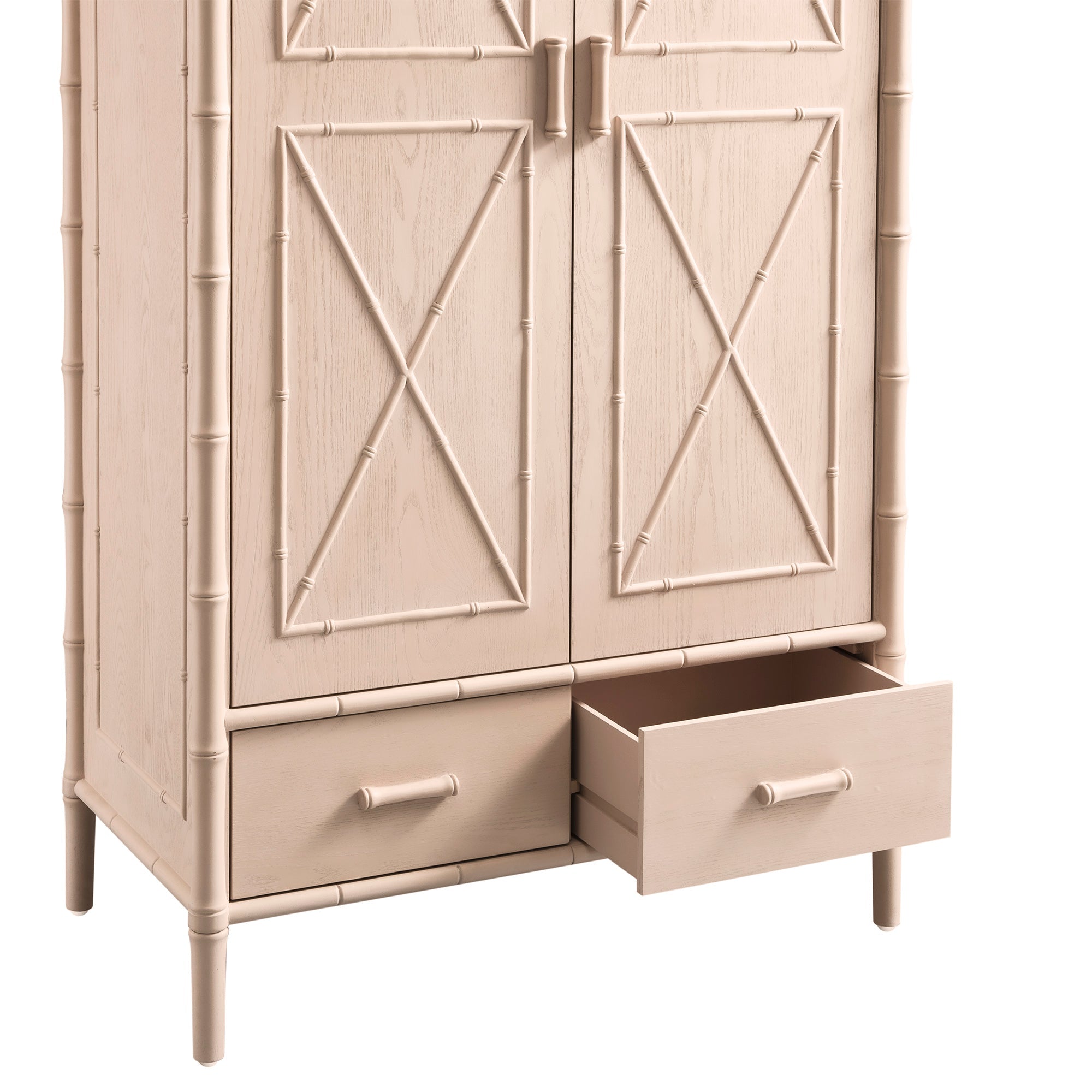 Elstowe Faux Bamboo Double Wardrobe, Nude Pink