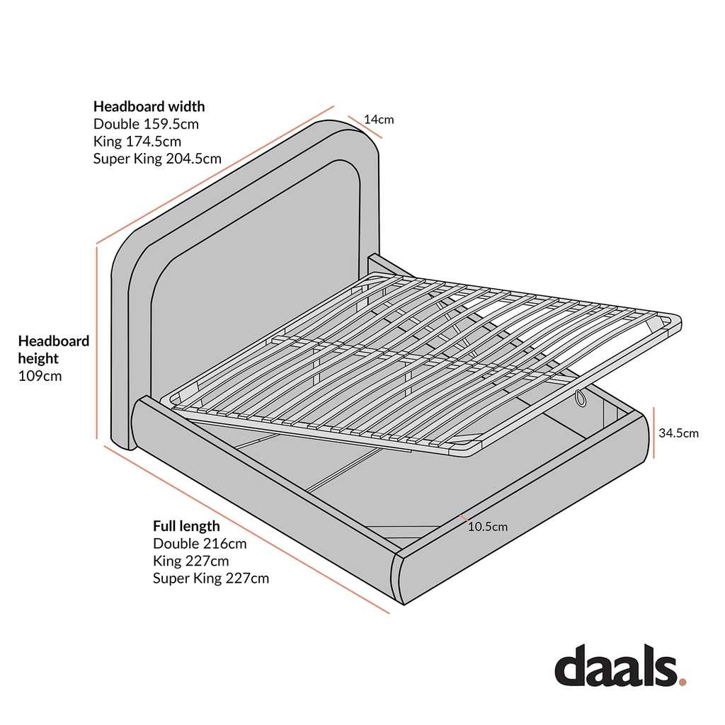 Luella Upholstered Wooden Plinth Base Storage Bed, Rust Boucle