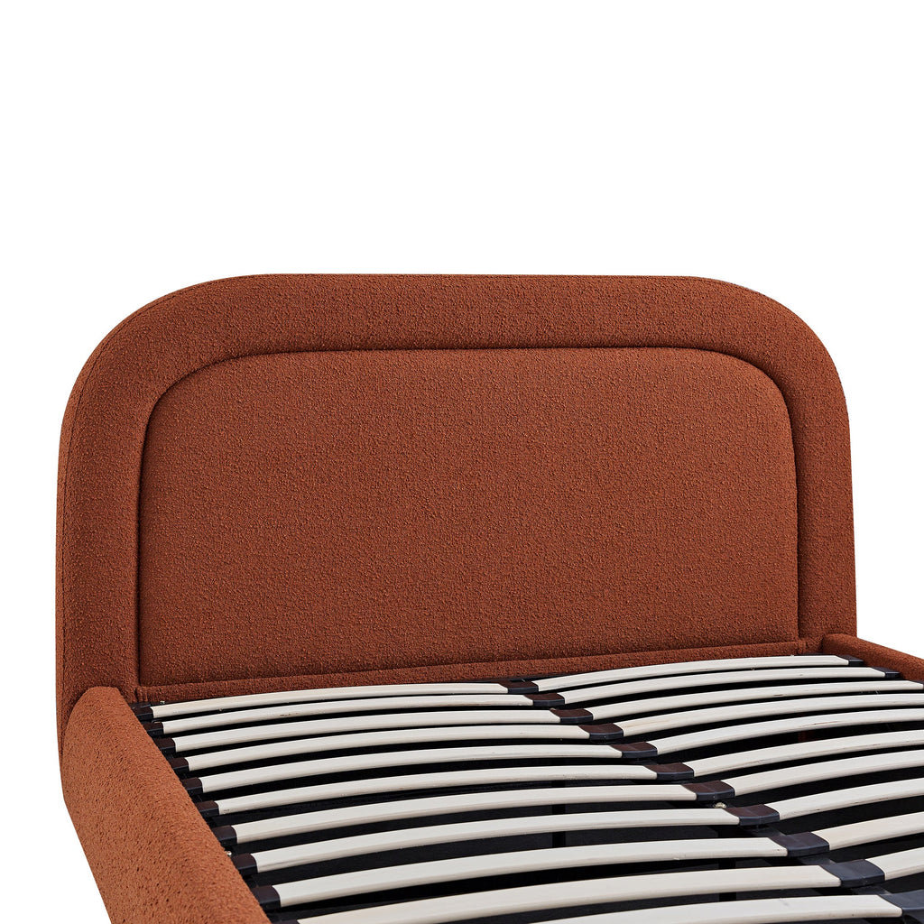 Luella Upholstered Wooden Plinth Base Storage Bed, Rust Boucle