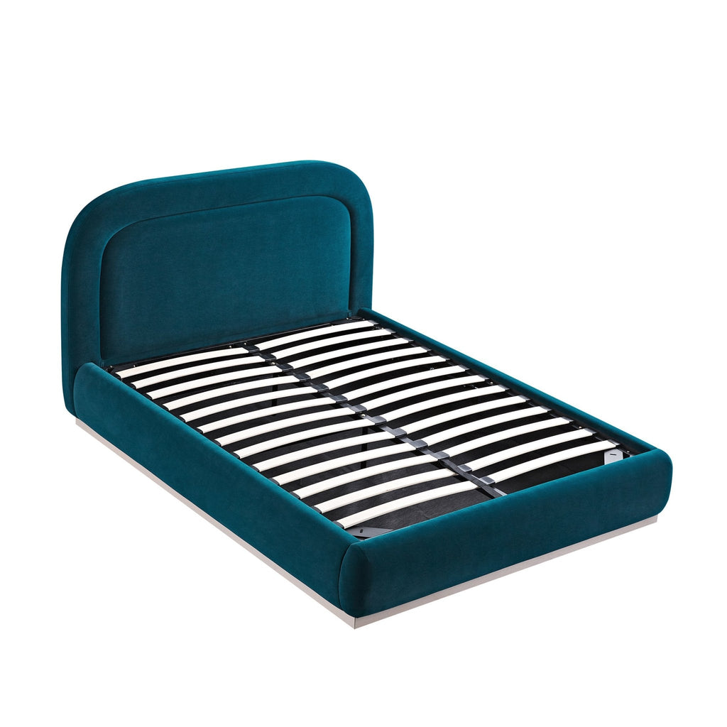 Luella Upholstered Wooden Plinth Base Storage Bed, Teal Velvet