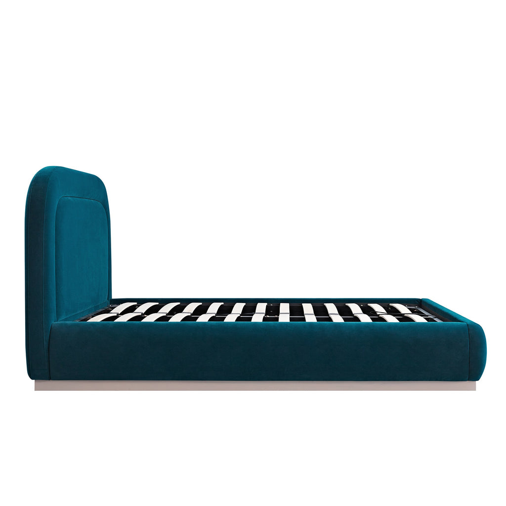 Luella Upholstered Wooden Plinth Base Storage Bed, Teal Velvet