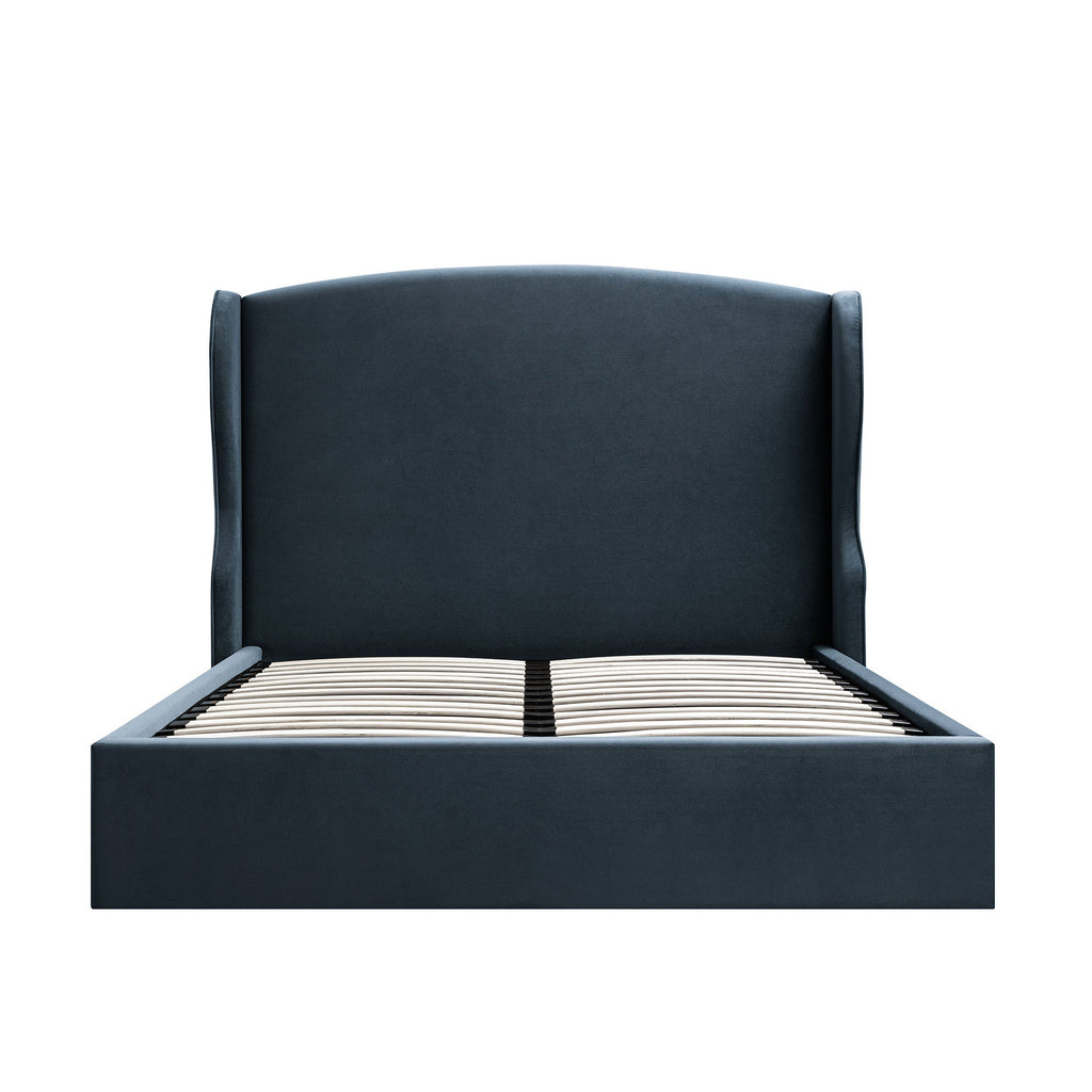 Kimberly Winged Upholstered Storage Bed, Aegean Blue Velvet