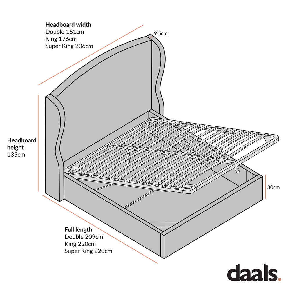 Kimberly Winged Upholstered Storage Bed, Aegean Blue Velvet