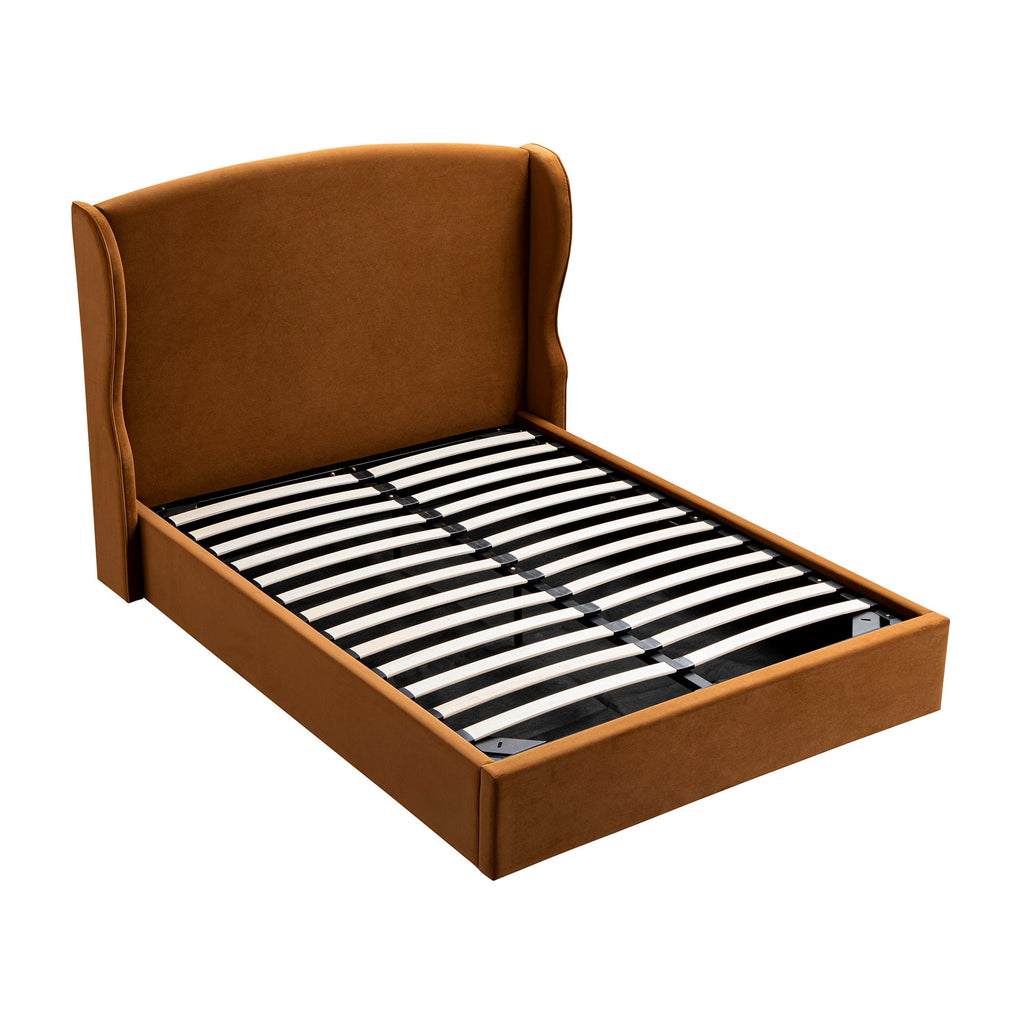 Kimberly Winged Upholstered Storage Bed, Cinnamon Velvet