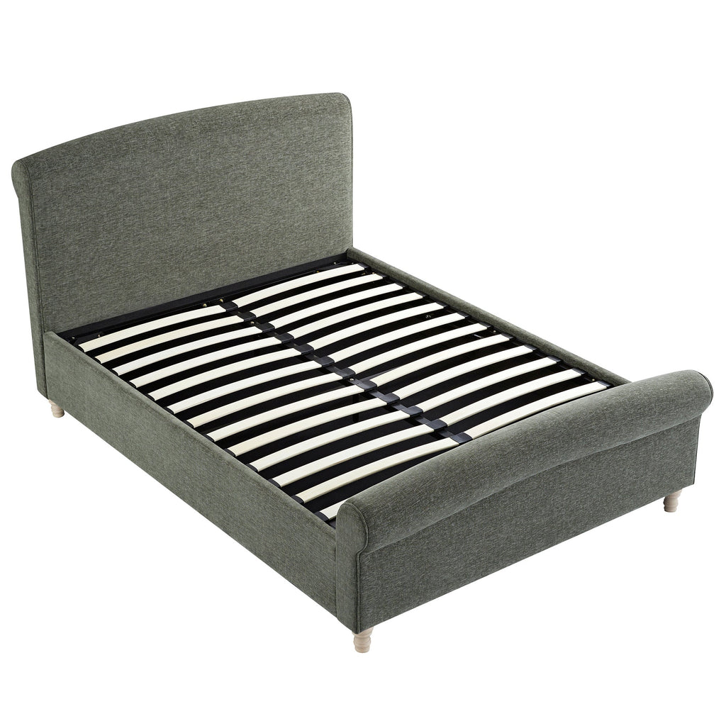 Porchester Ottoman Storage Sleigh Bed, Forest Green Chenille