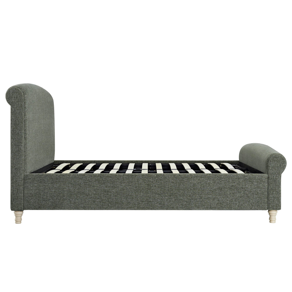 Porchester Ottoman Storage Sleigh Bed, Forest Green Chenille