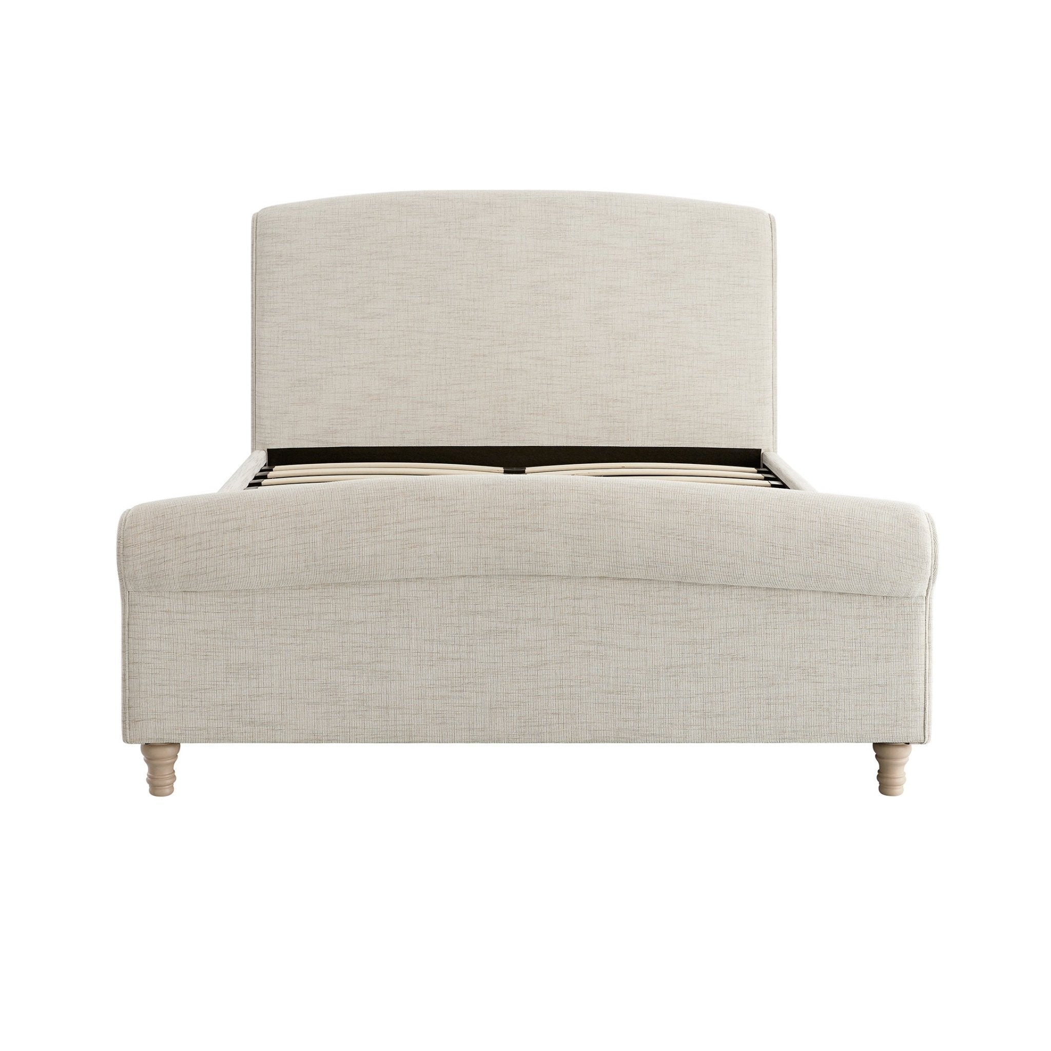 Porchester Ottoman Storage Sleigh Bed, Oatmeal Woven Textured Fabric