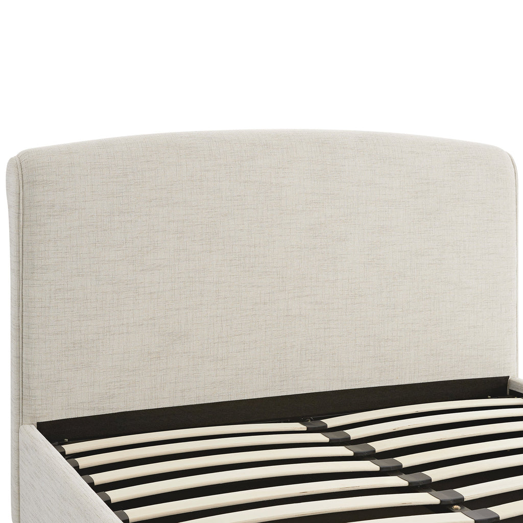 Porchester Ottoman Storage Sleigh Bed, Oatmeal Woven Textured Fabric