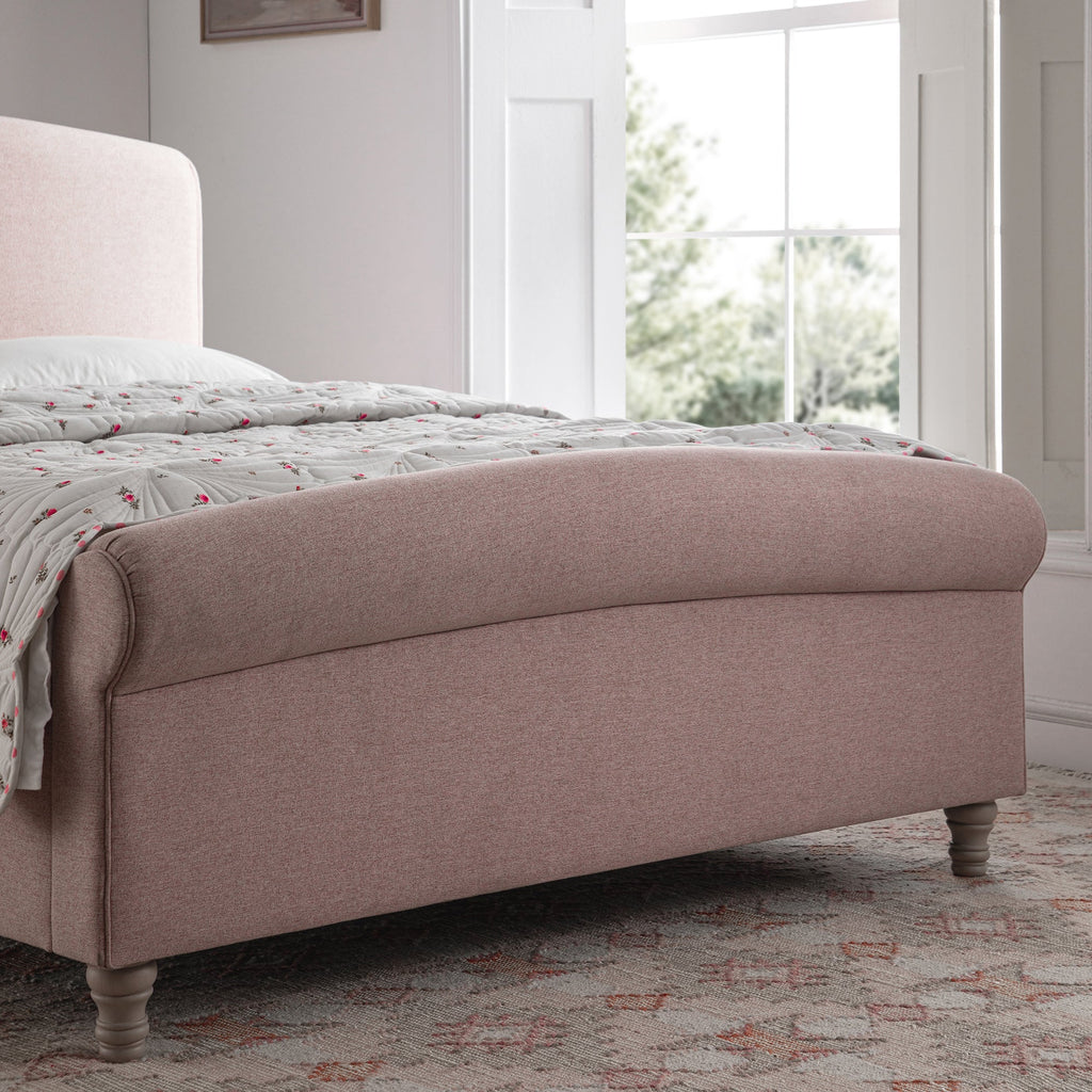 Porchester Ottoman Storage Sleigh Bed, Rosewater Pink Fabric