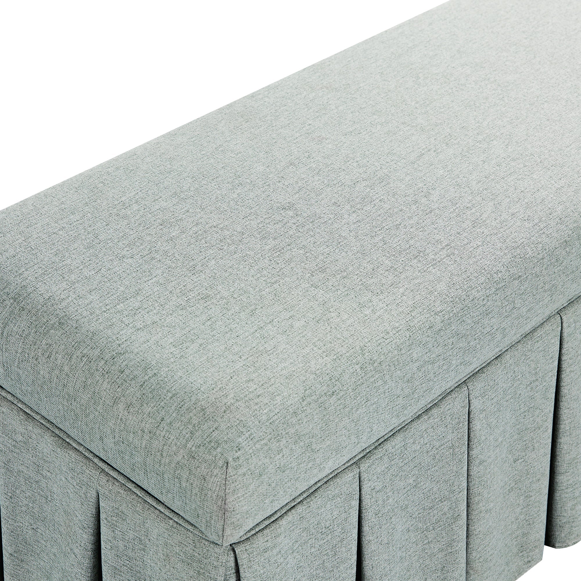 Egerton Box-Pleat Storage Bench, Pale Aqua Brushed Fabric