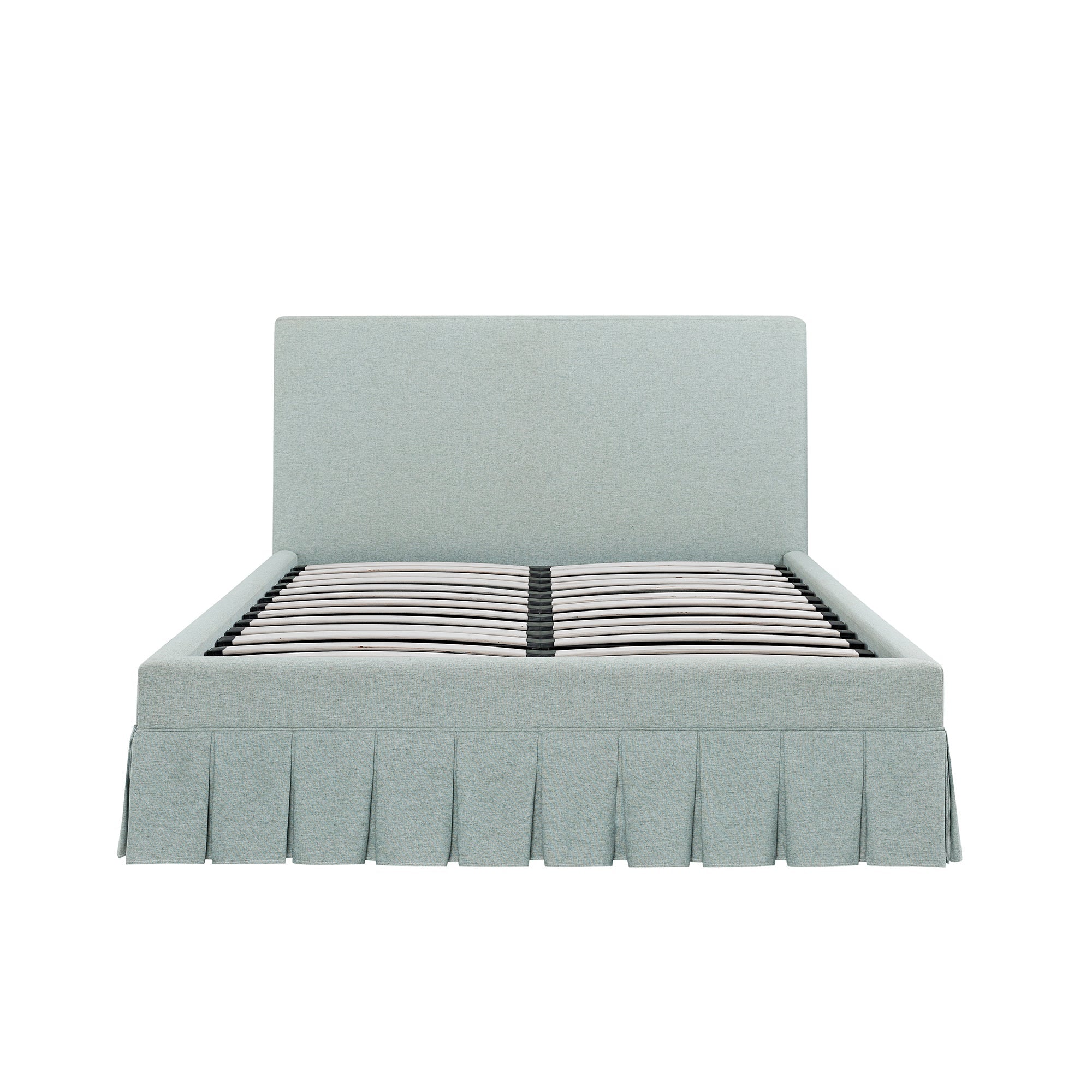 Egerton Box-Pleat Ottoman Storage Bed, Pale Aqua Brushed Fabric