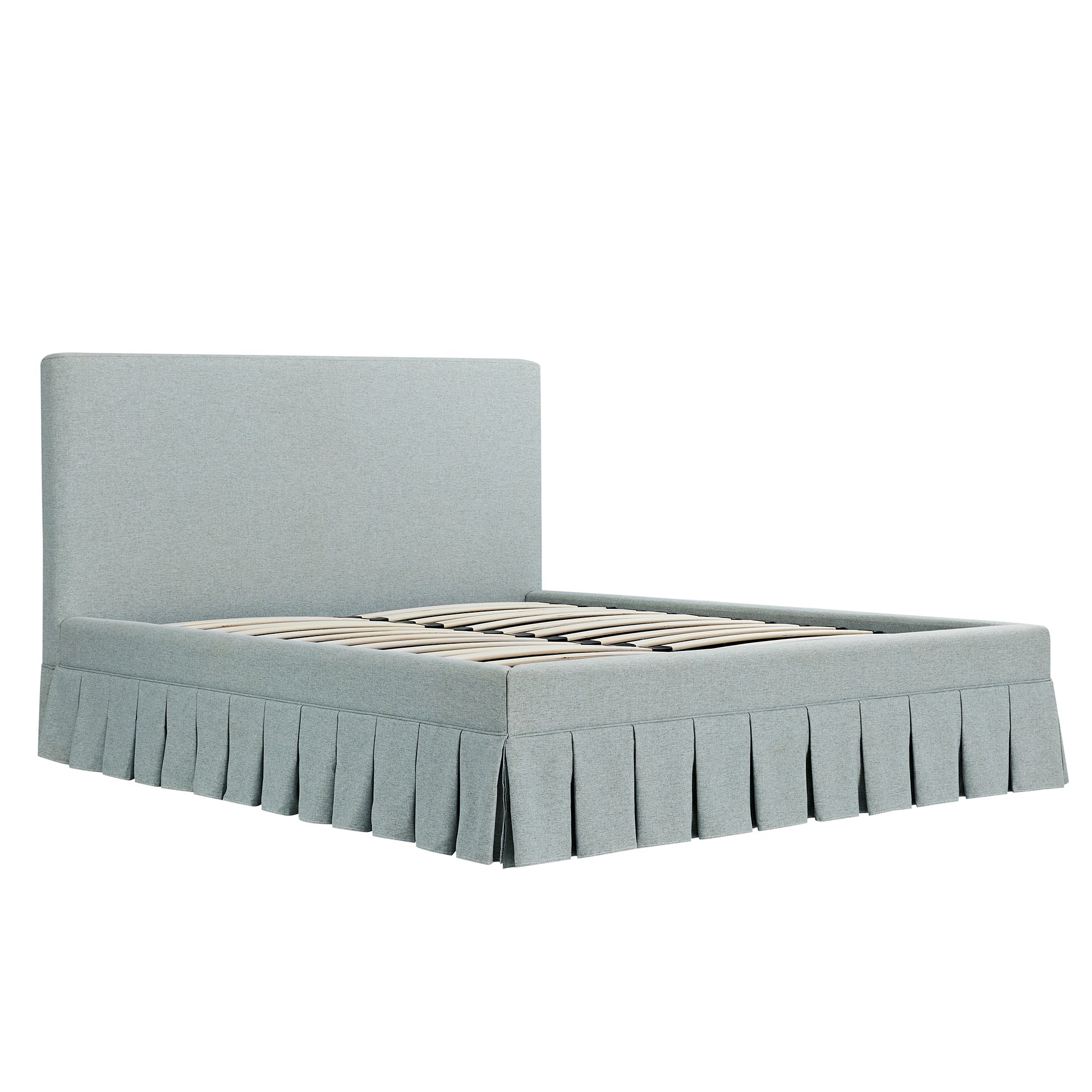 Egerton Box-Pleat Ottoman Storage Bed, Pale Aqua Brushed Fabric