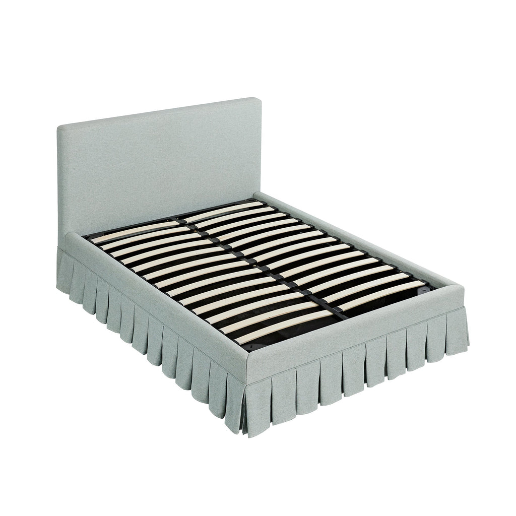 Egerton Box-Pleat Ottoman Storage Bed, Pale Aqua Brushed Fabric