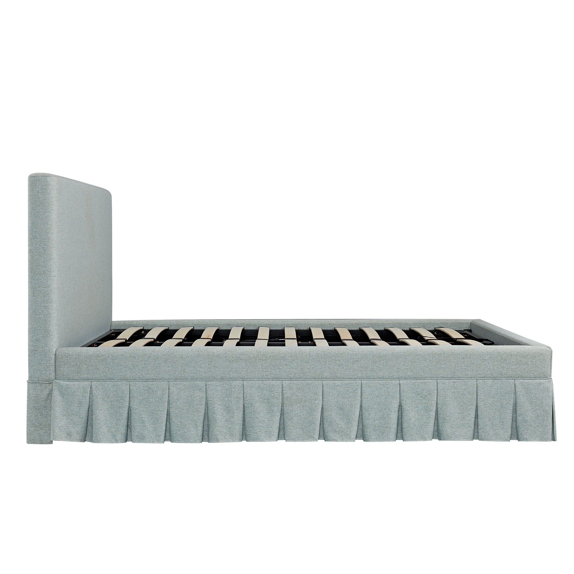 Egerton Box-Pleat Ottoman Storage Bed, Pale Aqua Brushed Fabric