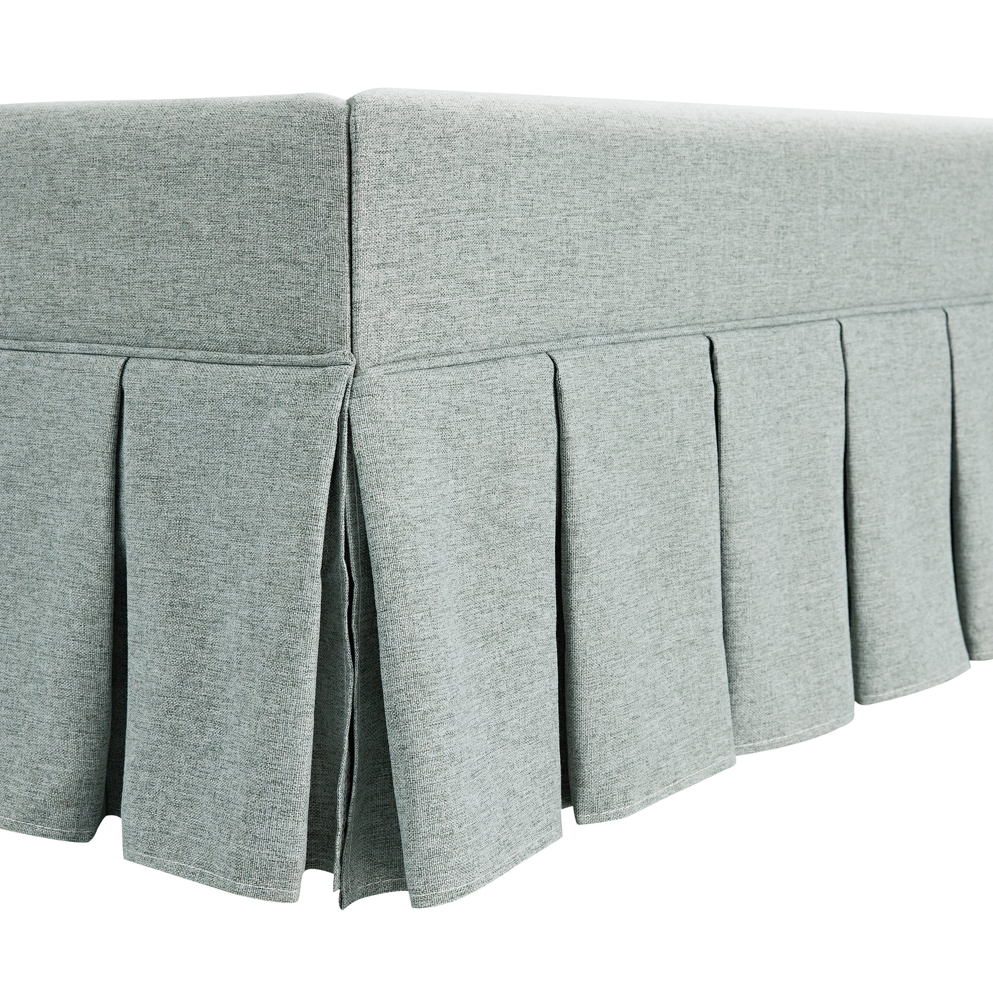 Egerton Box-Pleat Ottoman Storage Bed, Pale Aqua Brushed Fabric
