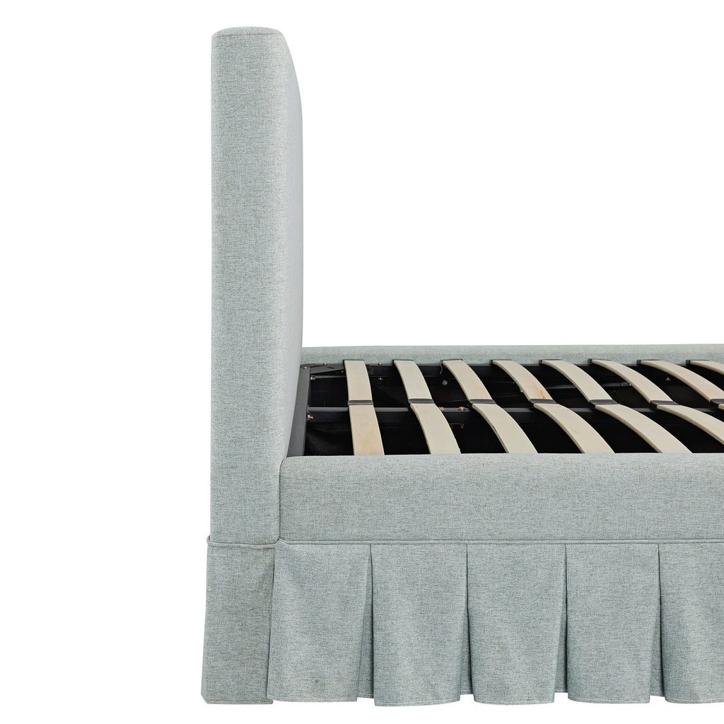 Egerton Box-Pleat Ottoman Storage Bed, Pale Aqua Brushed Fabric