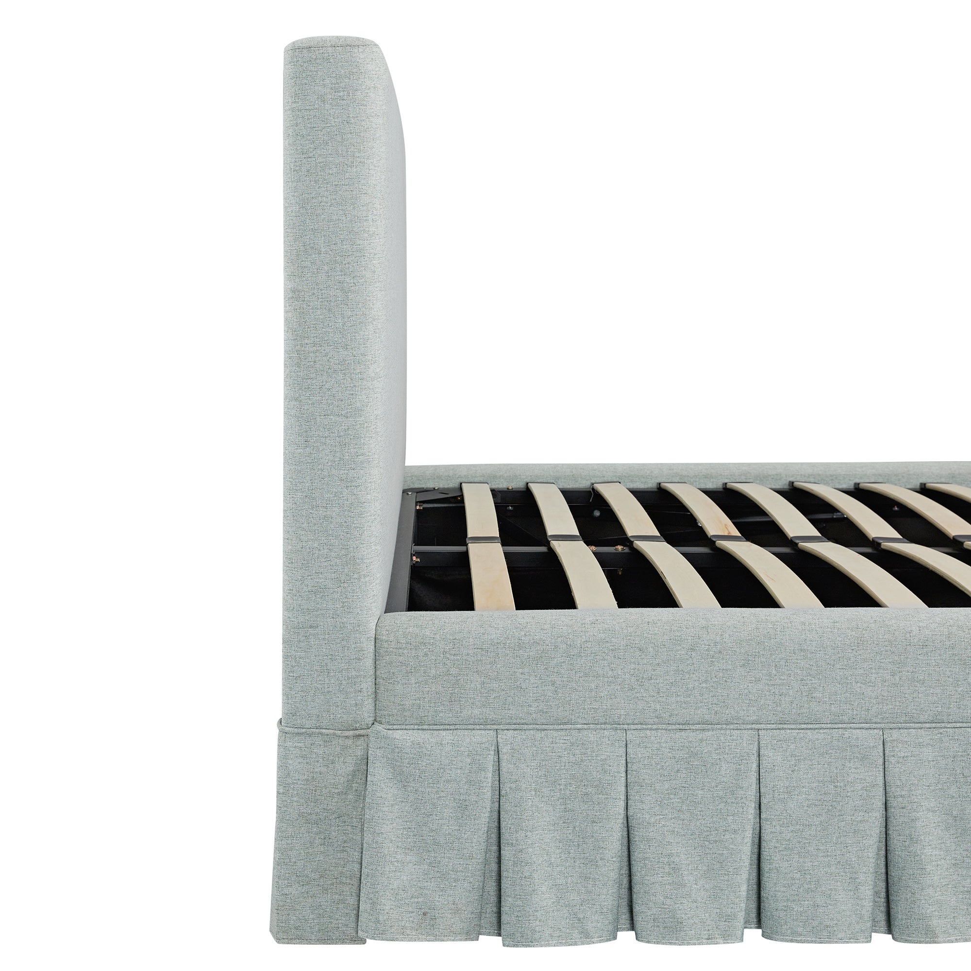 Egerton Box-Pleat Ottoman Storage Bed, Pale Aqua Brushed Fabric