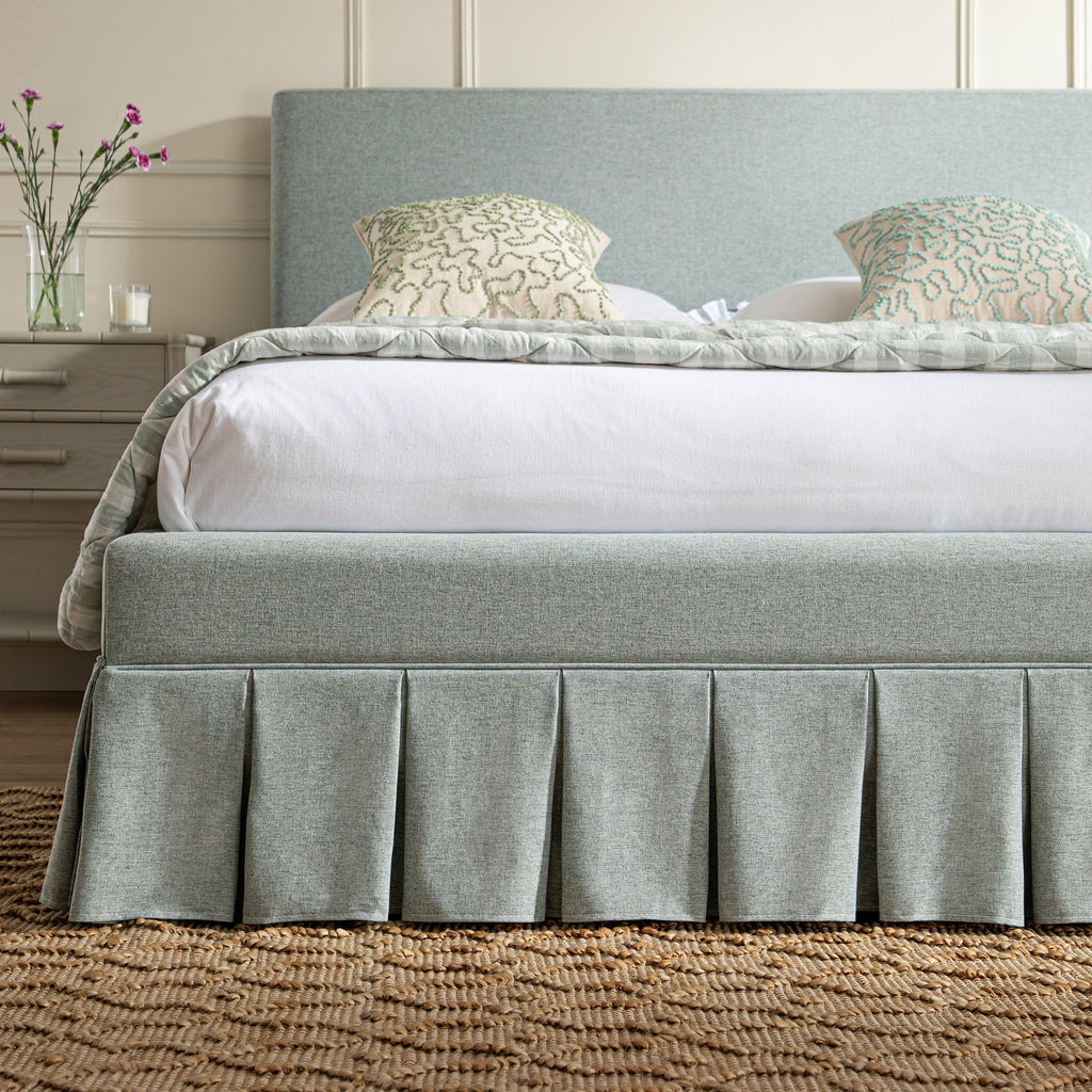 Egerton Box-Pleat Ottoman Storage Bed, Pale Aqua Brushed Fabric