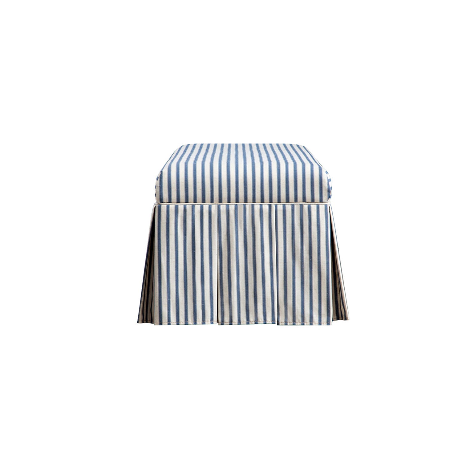 Egerton Box-Pleat Storage Bench, Blue Striped Linen