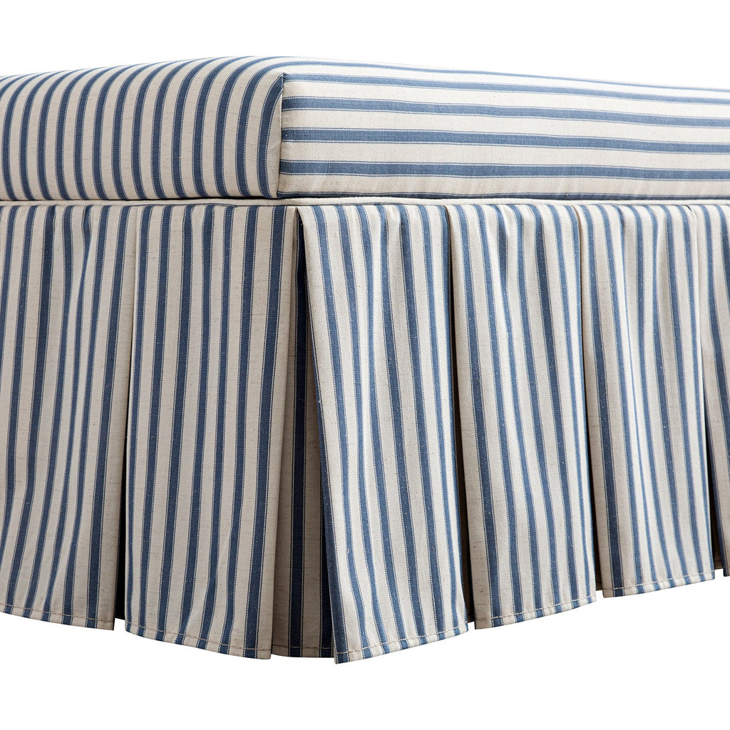 Egerton Box-Pleat Storage Bench, Blue Striped Linen