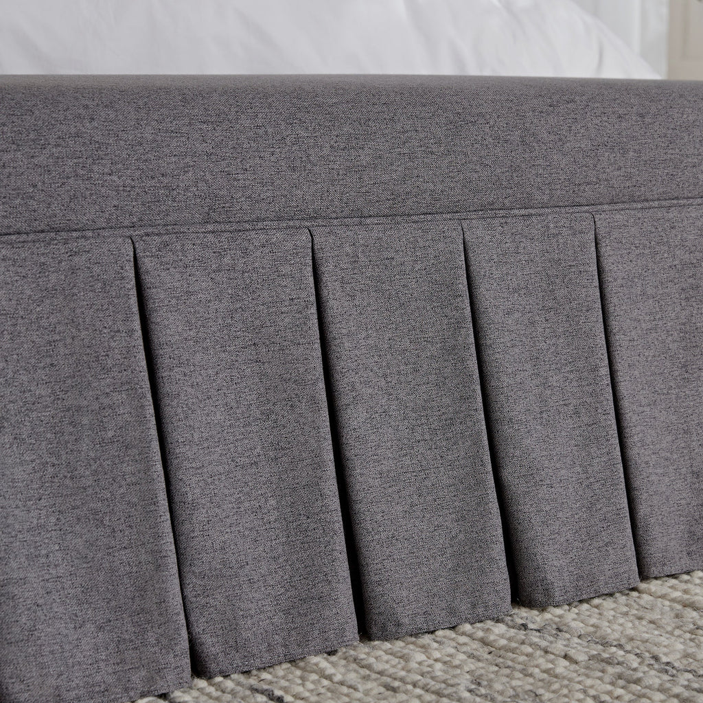 Egerton Box-Pleat Storage Bench, Charcoal Brushed Fabric