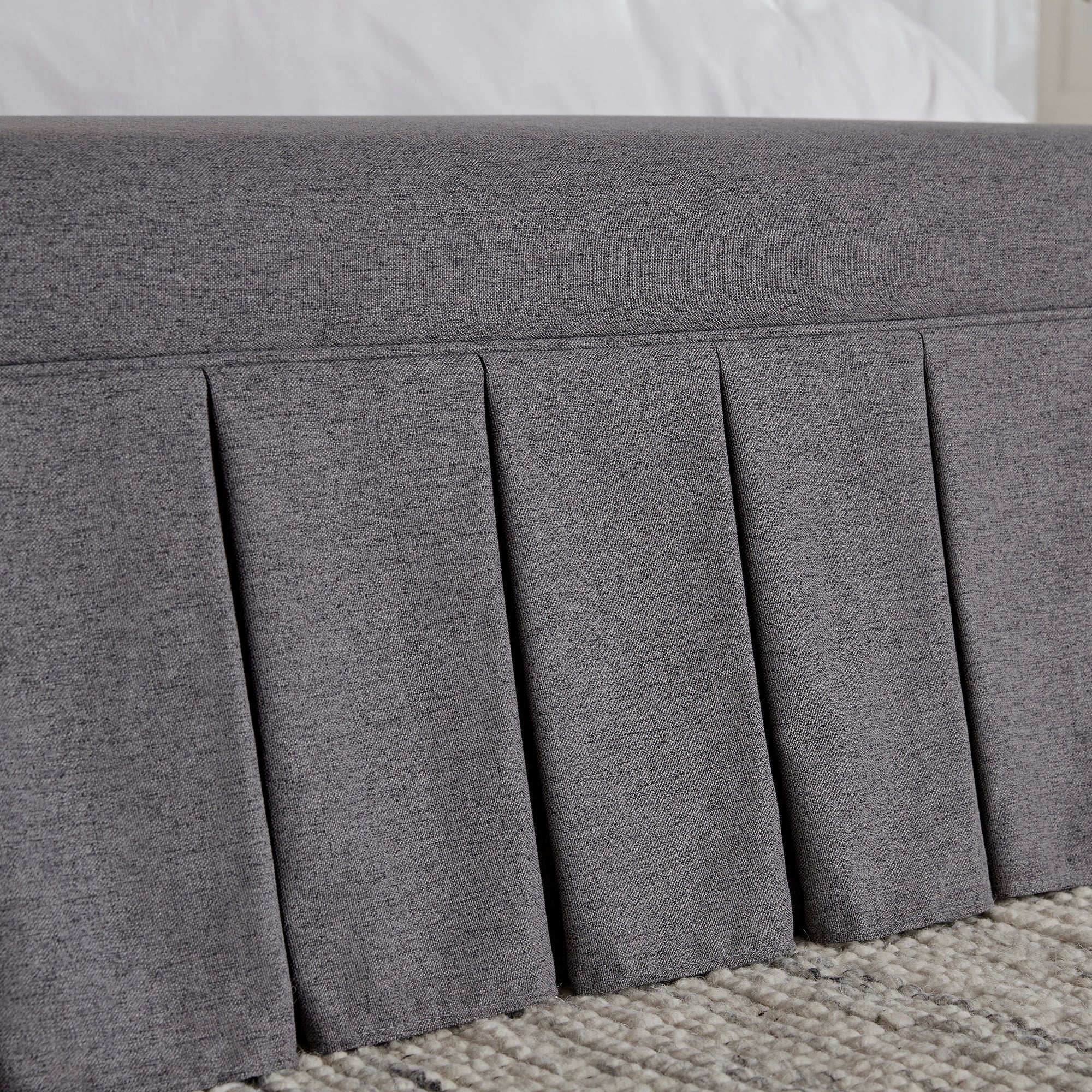 Egerton Box-Pleat Storage Bench, Charcoal Brushed Fabric