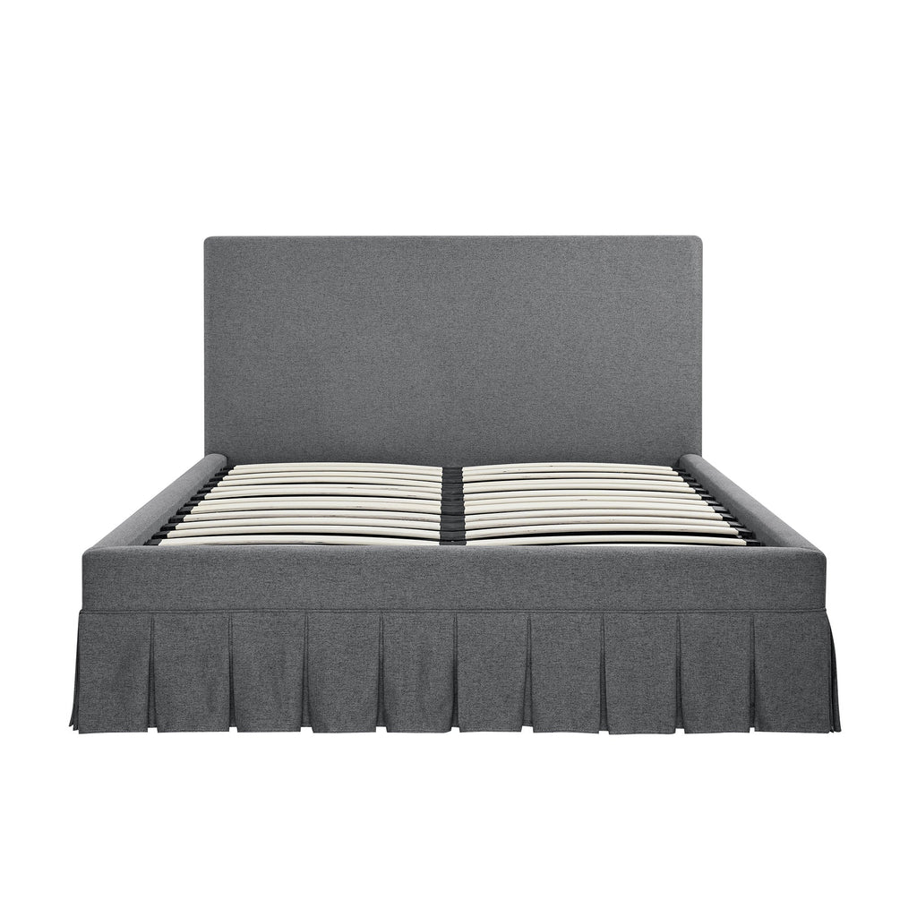 Egerton Box-Pleat Ottoman Storage Bed, Charcoal Brushed Fabric