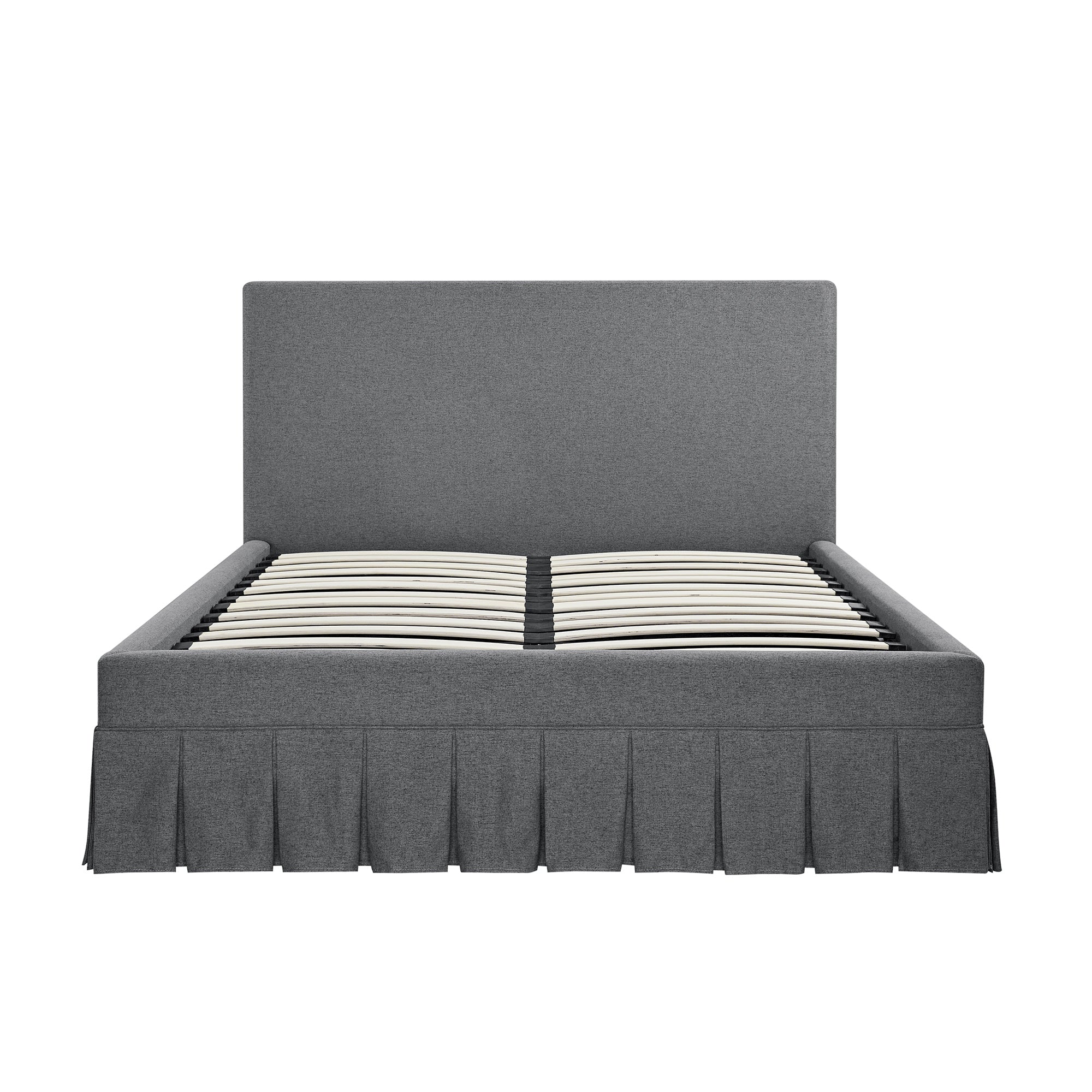 Egerton Box-Pleat Ottoman Storage Bed, Charcoal Brushed Fabric